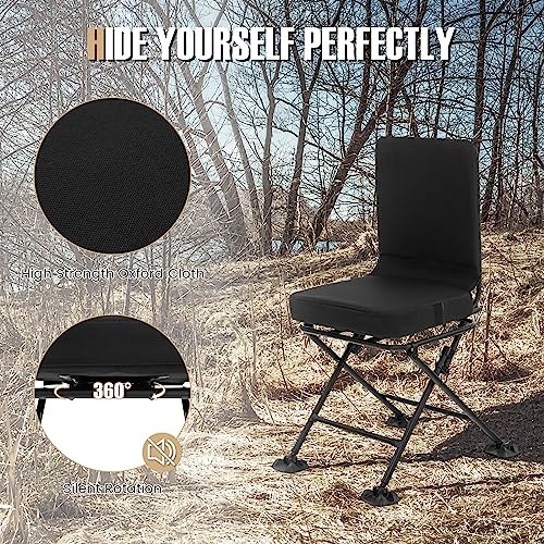 Image of Tangkula Hunting Chair, 360 Degree Swivel Hunting Blind Chair with Padded Cushion, Adjustable Foot Pads, Camouflage Portable Folding Hunting Chairs for Blinds, Fishing, Camping