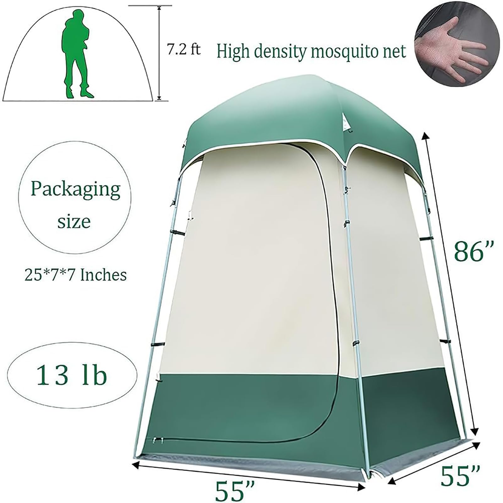Pop Up Duschzelt, wasserdichtes Sichtschutzzelt für Camping, tragbarer sofortiger Unterschlupf für Außendusche, Wechseln, ideal zum Angeln & Strandgebrauch