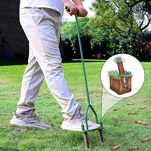 Opmeiro Lawn Coring Aerator, Yard Aerator Tool with SemiOpen Slot