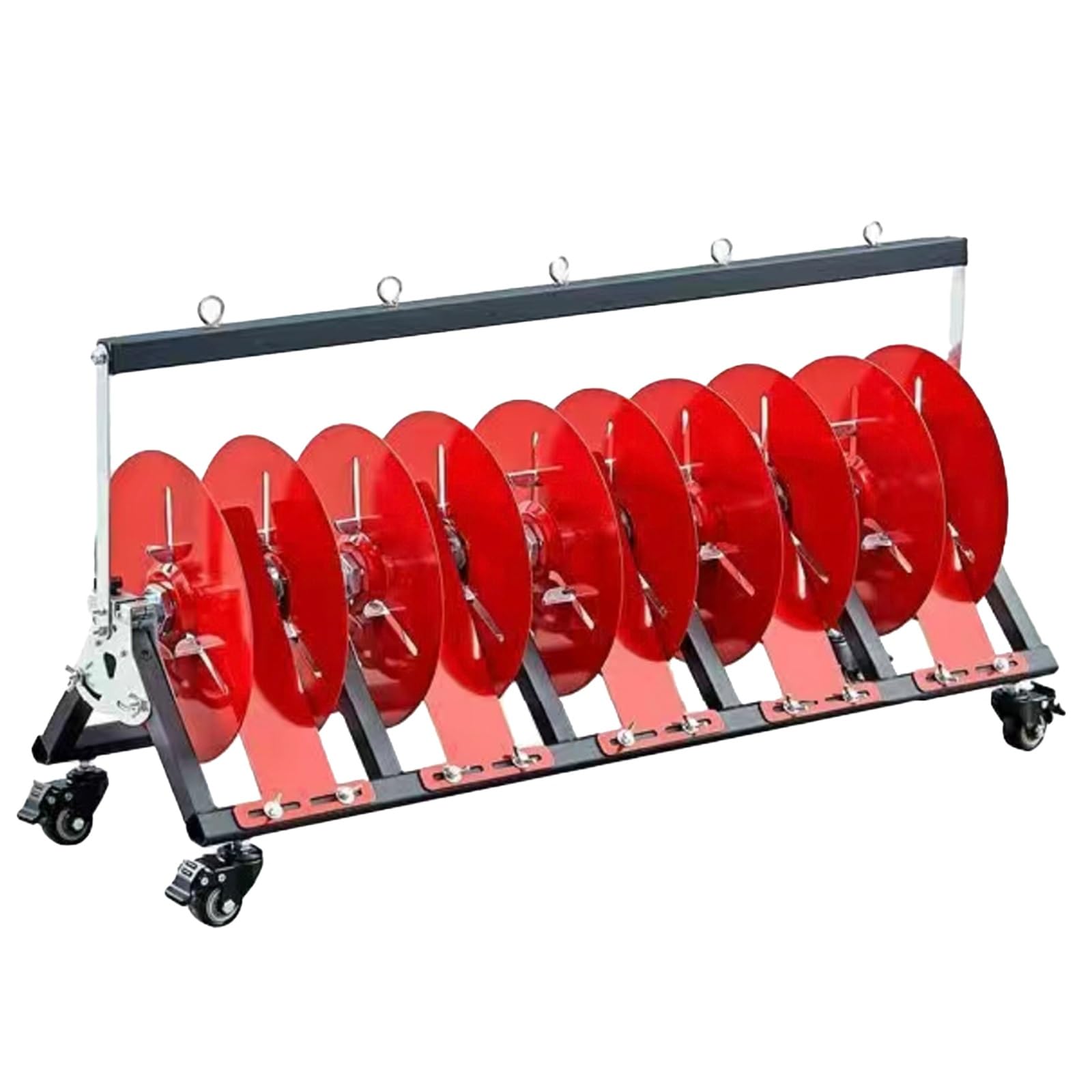 WDSOPK Industrial Wire Spool Rack Holder For Workshop/Factory, Red Cable Spool Dispenser With Wheels, Easy To Carry & Move, Foldable Spool Stand, Space Saving (5 Reels)