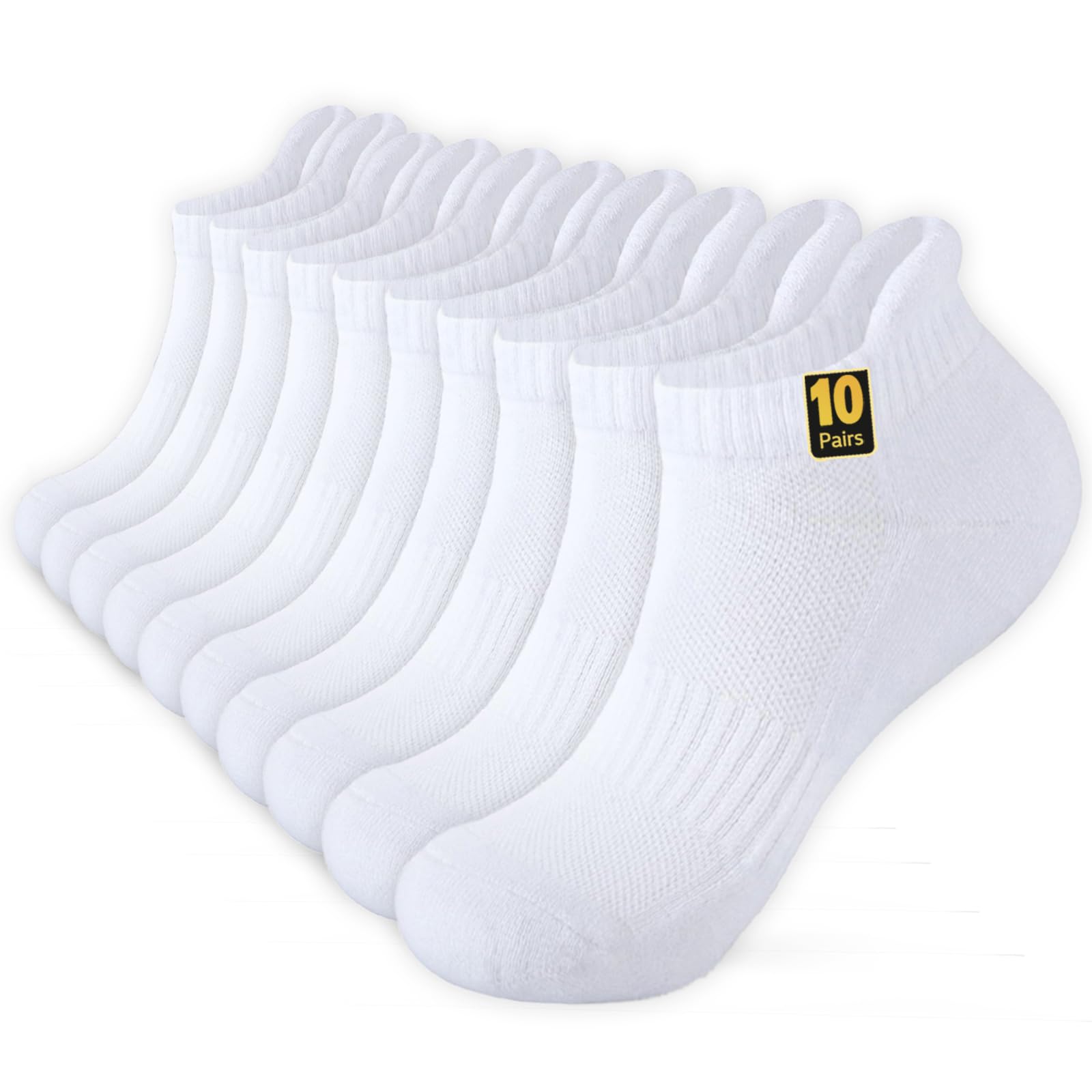 Wamicu 10 Paar Sneaker Socken Herren, Atmungsaktive Baumwolle Sportsocken, Kurz Halbsocken Laufsocken