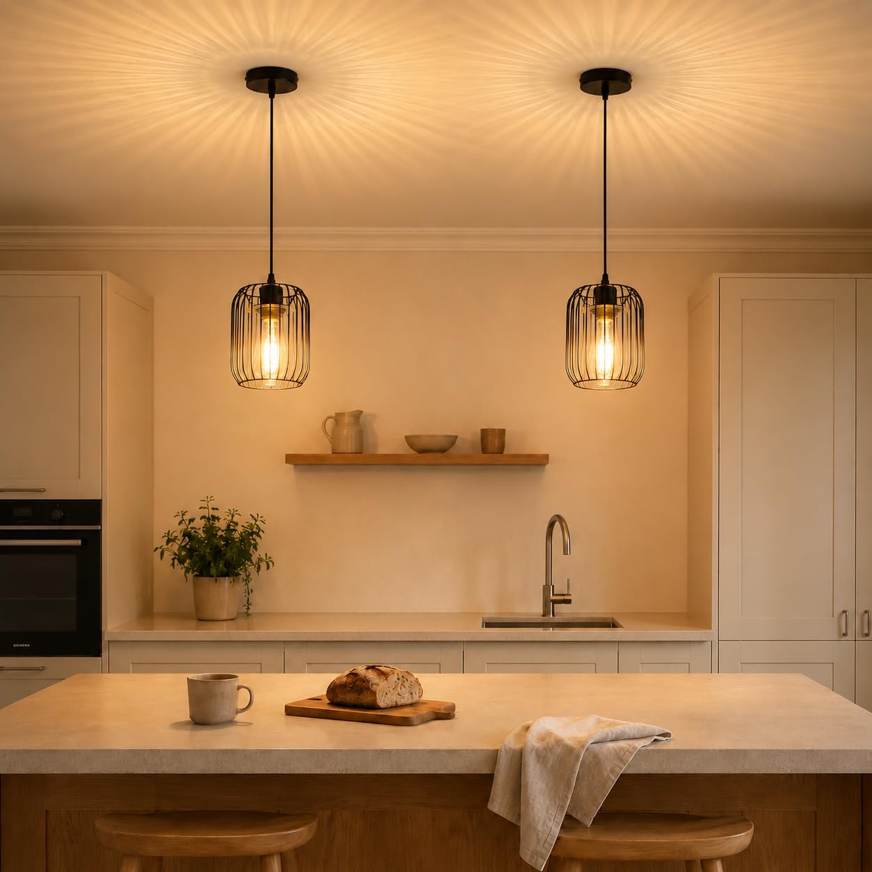 ZMH Suspension vintage noire pour table à manger Suspension E27 en verre
