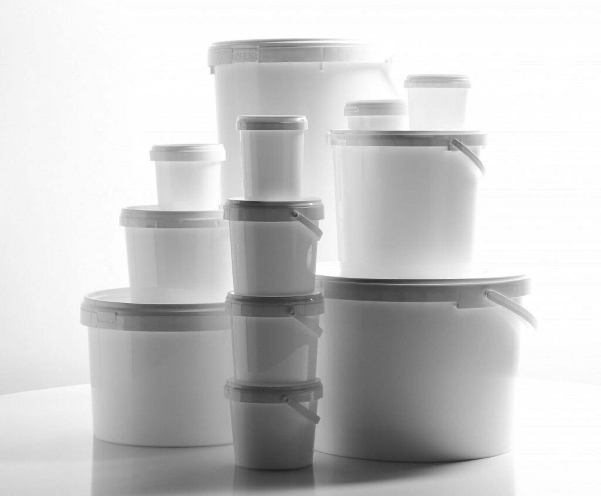 Plastic Buckets Tubs White Containers Tamper Evident Lids 0.5L 1L 3L 5L 10L 25L (100, 0.5L)
