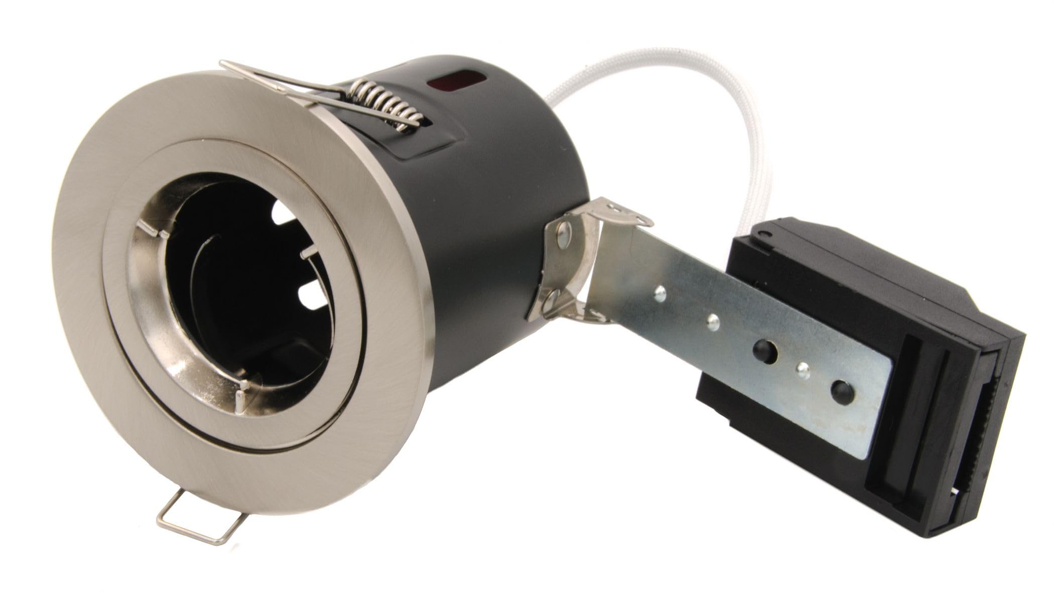 Leyton Lighting LLFR-D-BN-GU GU10 Fixed Downlight, IP20, 87mm, Brushed Nickel, IC, Loop in/Out