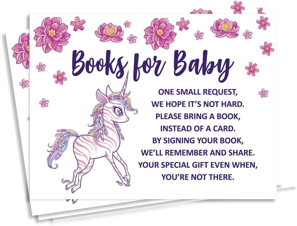 30 Unicorn Jungle Animals Baby Shower Book Request Cards Bring A Book Instead of A Card Baby Shower Invitations Inserts Games