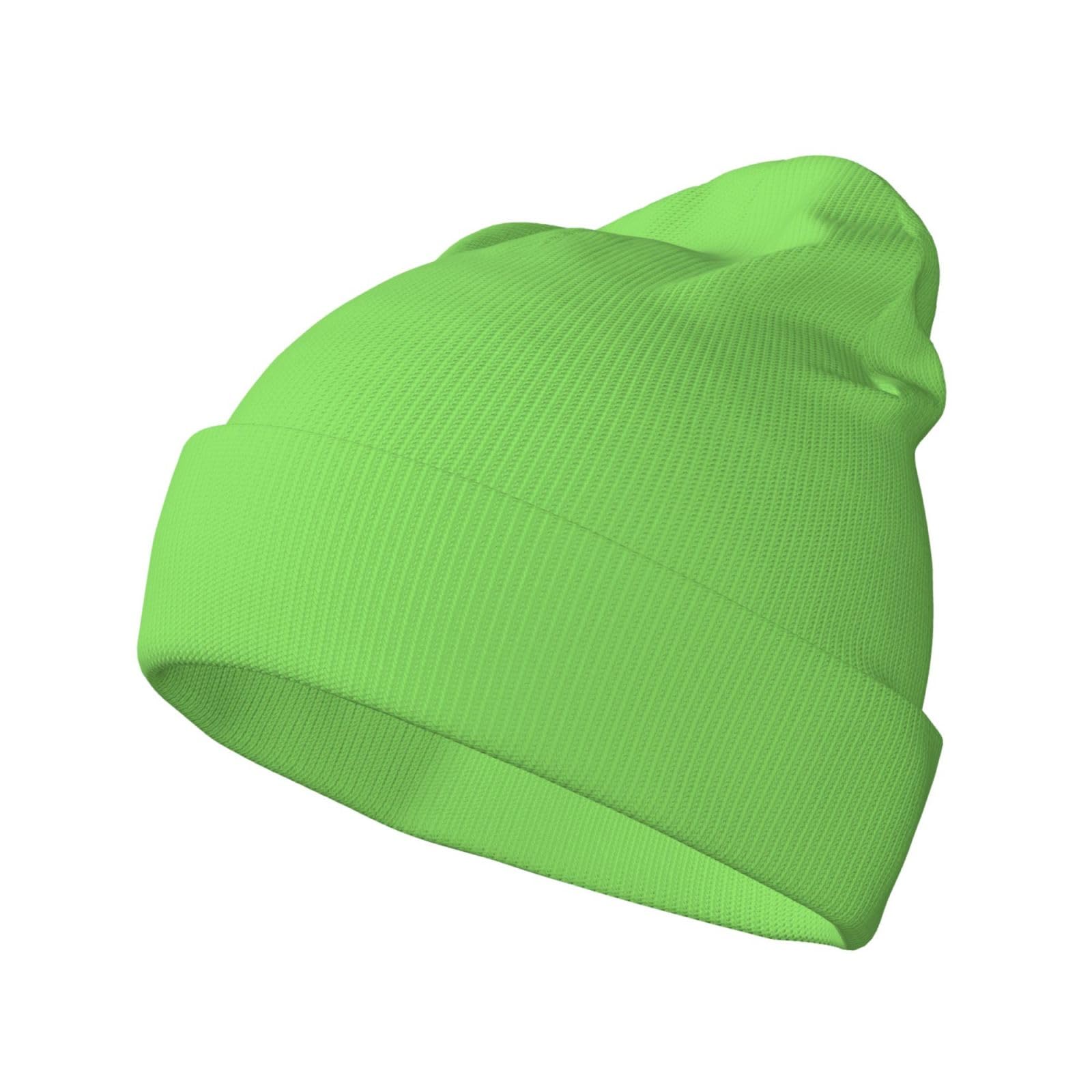 Phayah Unisex Black Solid Color Light Green Men's Knit Cuffed Beanie Beanie For Men And Women Knit Hat Winter Beanies
