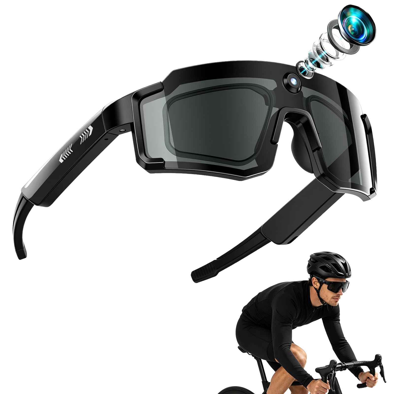 AI Smart Glasses with Camera 4K Video Sunglasses Black-image-32
