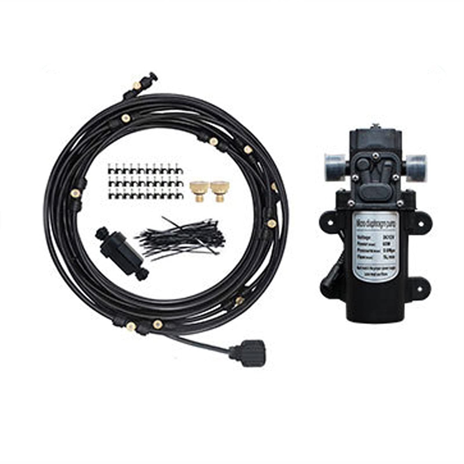 Sprühnebel Kühlung Terrasse Garten Gewächshaus Pavillon Wasserzerstäuber mit 12V Pumpe, Bewässerungssystem Outdoor Misting System Wasser Cooling Sprinkler System für Rasen, Blume, Outdoor
