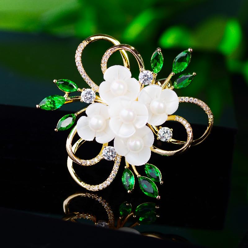 Image of Flower Brooch for Women Rhinestone Flower Brooch Pins Floral Brooches Jewelry Gift for Mom Wife