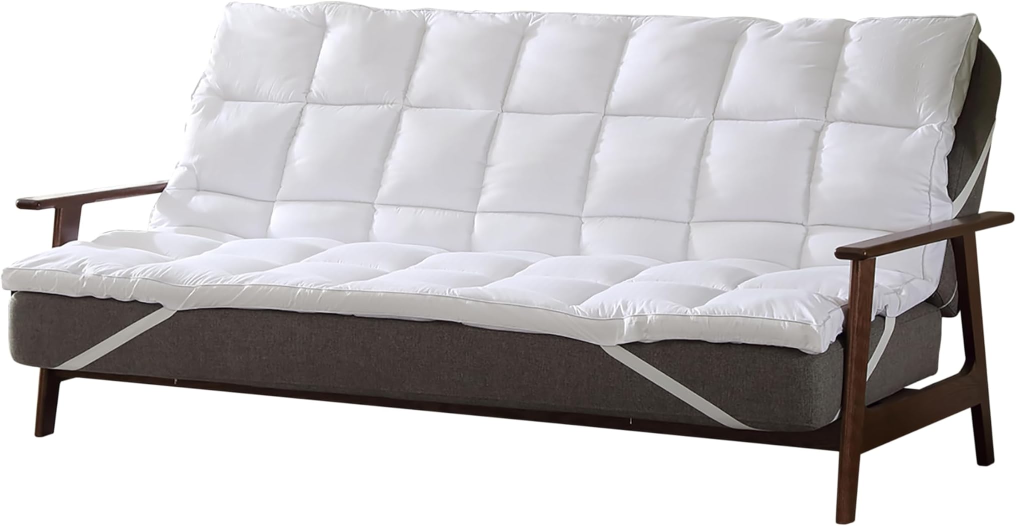 CirclesHome White Futon Mattress Toppers with Anti-Slip Anchors - Futon Cover Filled with Plush Down Alternative Fill - Full Size Futon Cover is Soft, Comfortable and Allergy Free (Size: 54 x 75 x 3)