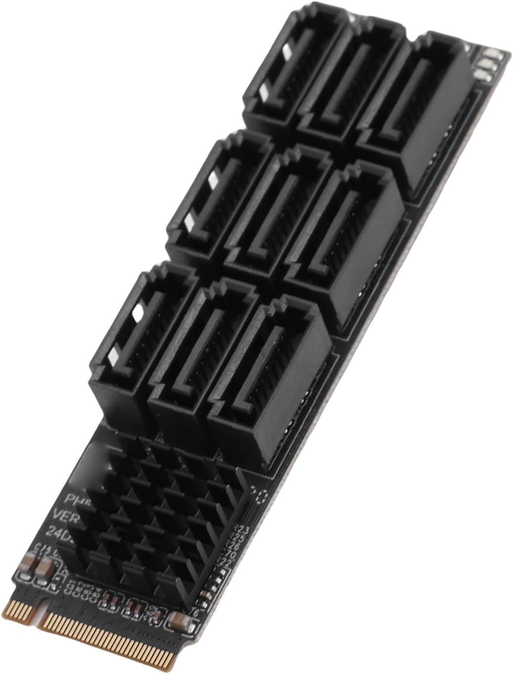 Dpofirs M.2 to Serial ATA 3.0 Adapter, 9-Port 3.0 Expansion Card with Cooler, Prevents SSD Overheating, Support for PCIE3.0-6Gbps Optical Drives X 9
