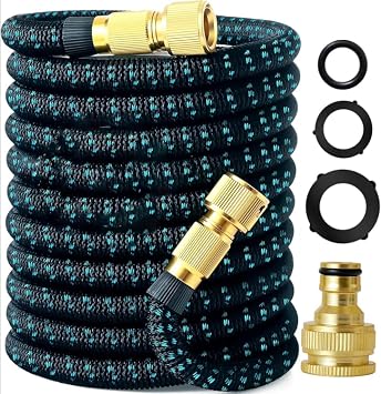 Garden Hose 100FT /30M Retractable Garden Hose No Kink Flexible Hose - for Garden Watering, car Washing, pet Bathing and More. Blue 100FT