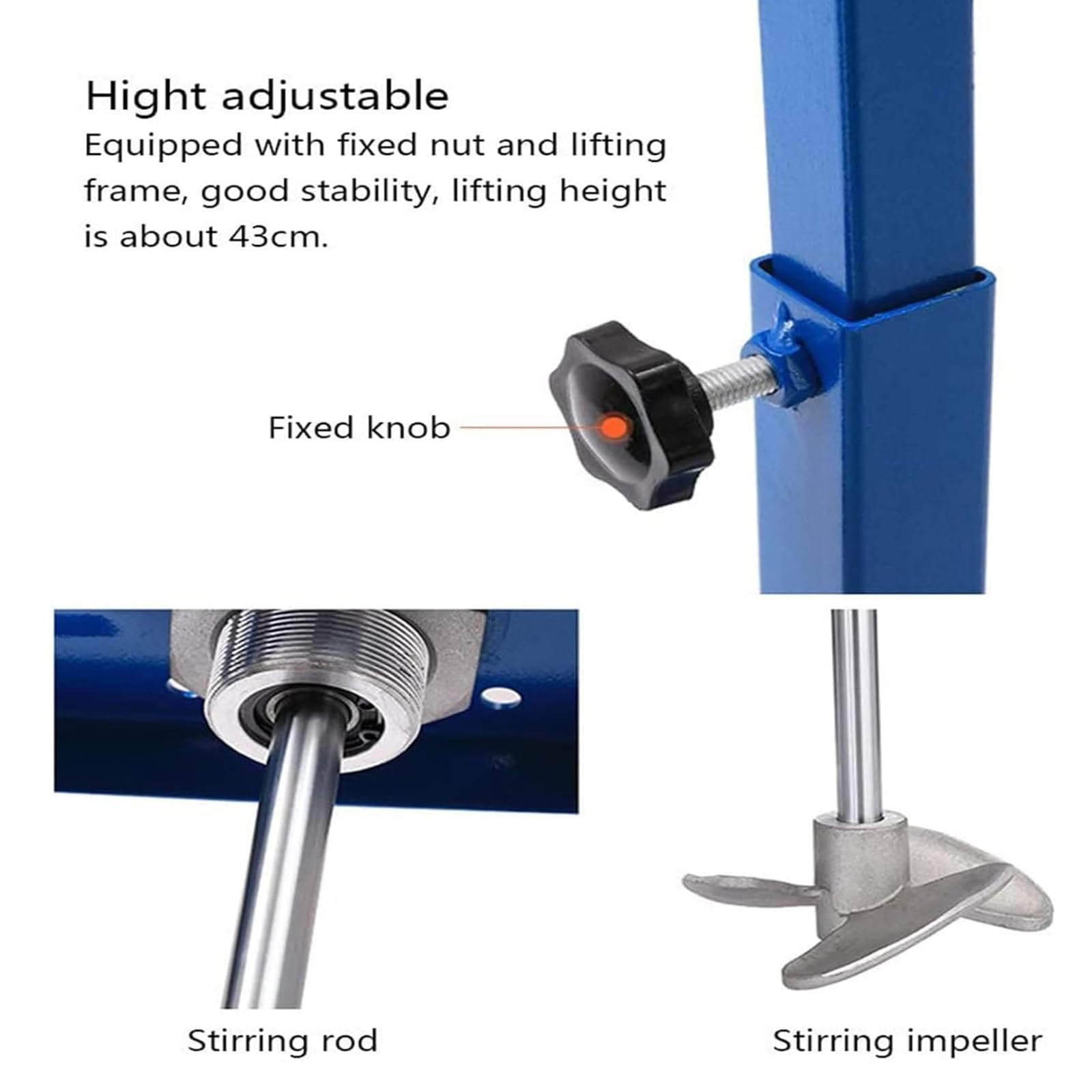 Agitador neumático de pintura, máquina de agitación automática, velocidad ajustable 50-2600 rpm, capacidad de 30 litros, mezcla múltiples materiales de pintura, altura de elevación 43-86 cm