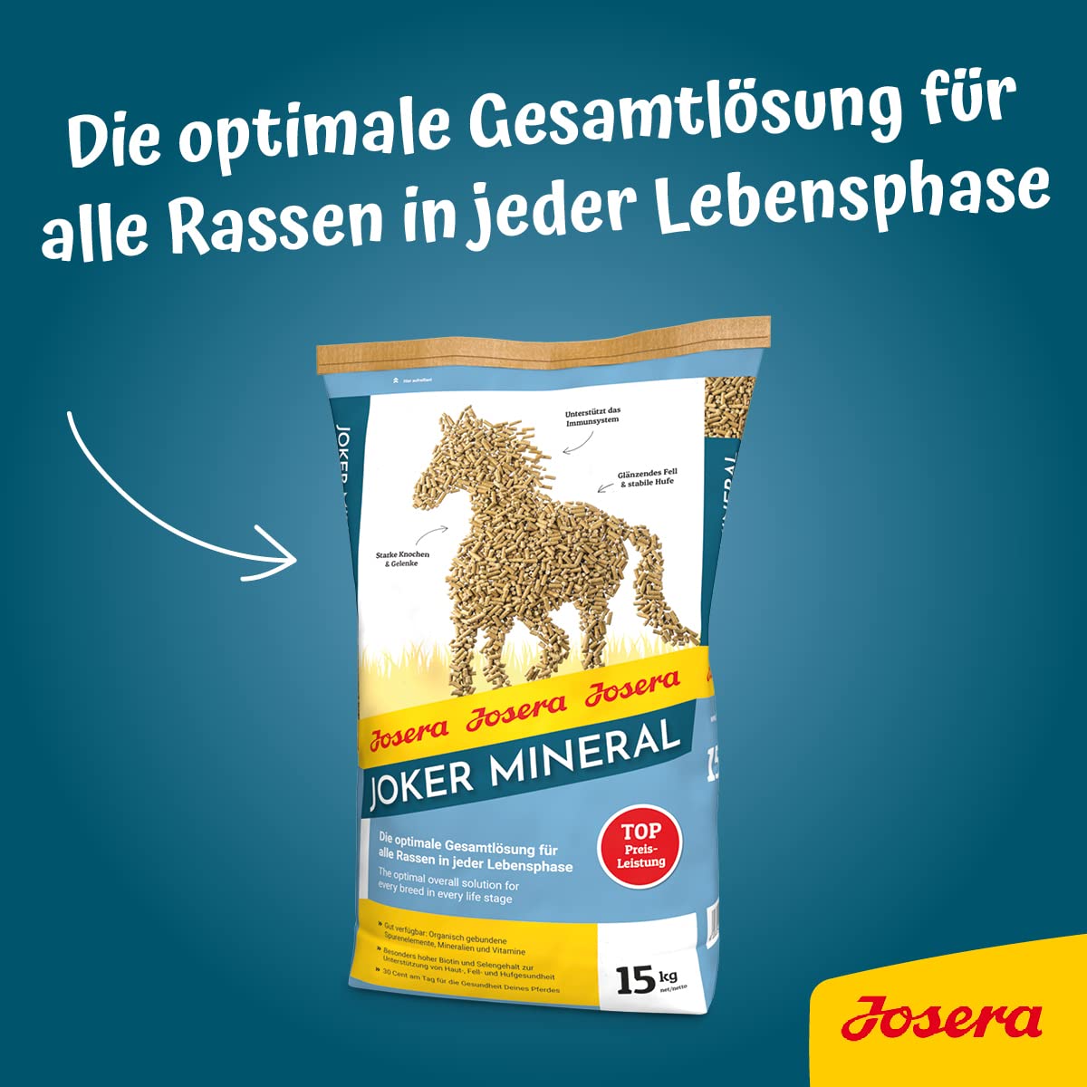JOSERA Joker Mineral 15 kg Premium Pferdefutter Mineralfutter für alle Rassen