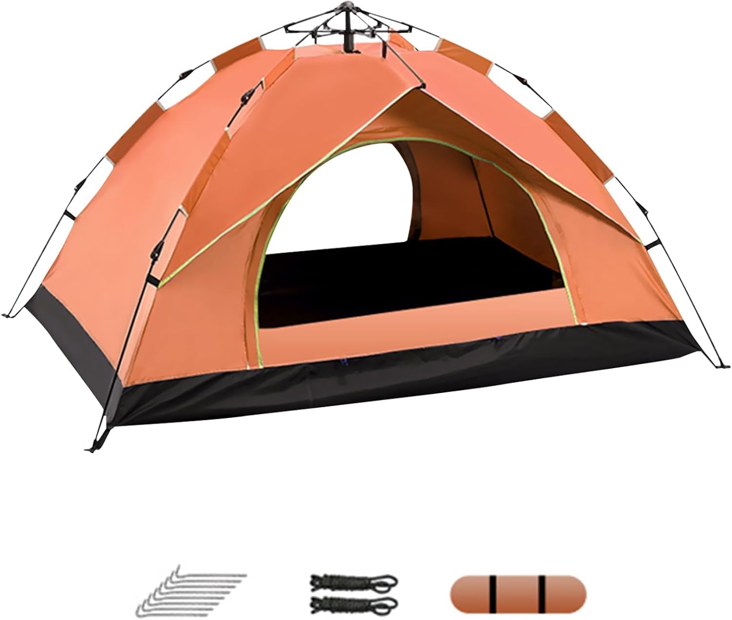 Camping Tent 3-4 Person, Automatic Pop Up Outdoor Tent 2 Door Portable Waterproof Sunscreen Tent with Carry Bag Lightweight Instant Tent for Outdoor Sports Travel 2X1.5(M) ORANGE