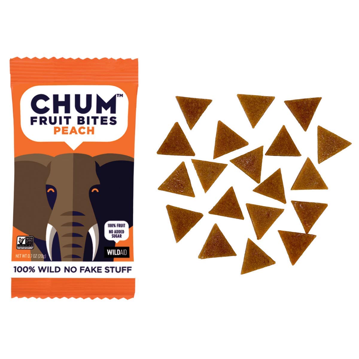 Chum Fruit Bites 100% Real Fruit Snacks | Peach, 12 Pack | Non-GMO, No Added Sugar or Preservatives | Top 12 Allergen and School Friendly, Nut-Free, Gluten-Free, Vegan, Kosher, Paleo