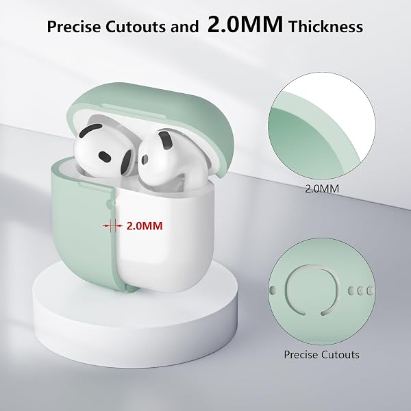 Coque Étui Protecteur Compatible avec AirPods 4 2024, LED Avant Peut être Visible, Housse en Silicone Anti-Choc Etui de Protection pour Airpods 4ᵉ Génération avec Kit de Nettoyage, Cloud Grey - 4