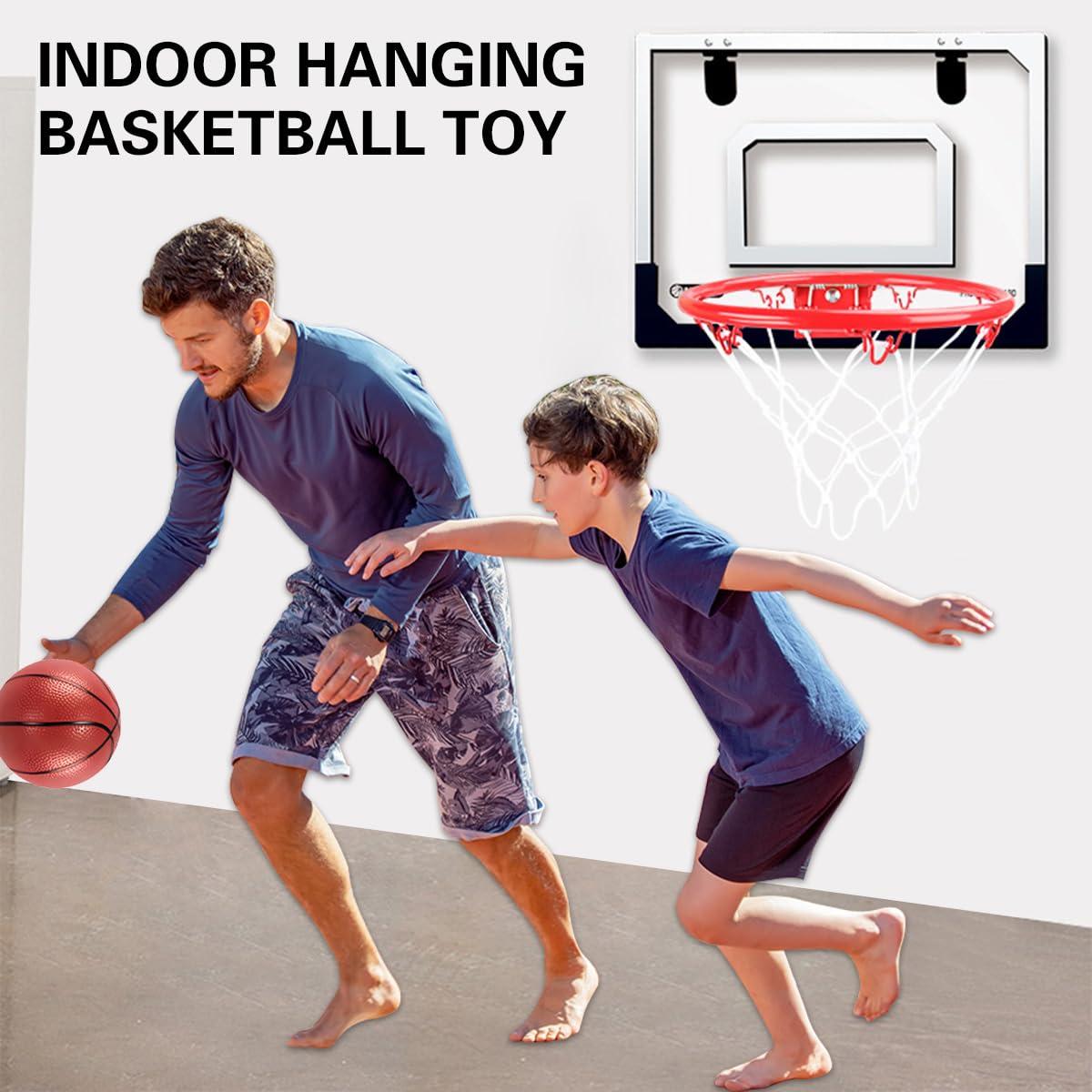 Canasta Baloncesto Infantil, Canasta Baloncesto Interior, Mini Canasta Baloncestos Habitacion con 4 Pelotas y Bomba, Canasta Baloncestos Exterior Pared para 5 años+ Niño y Adultos - Rojo