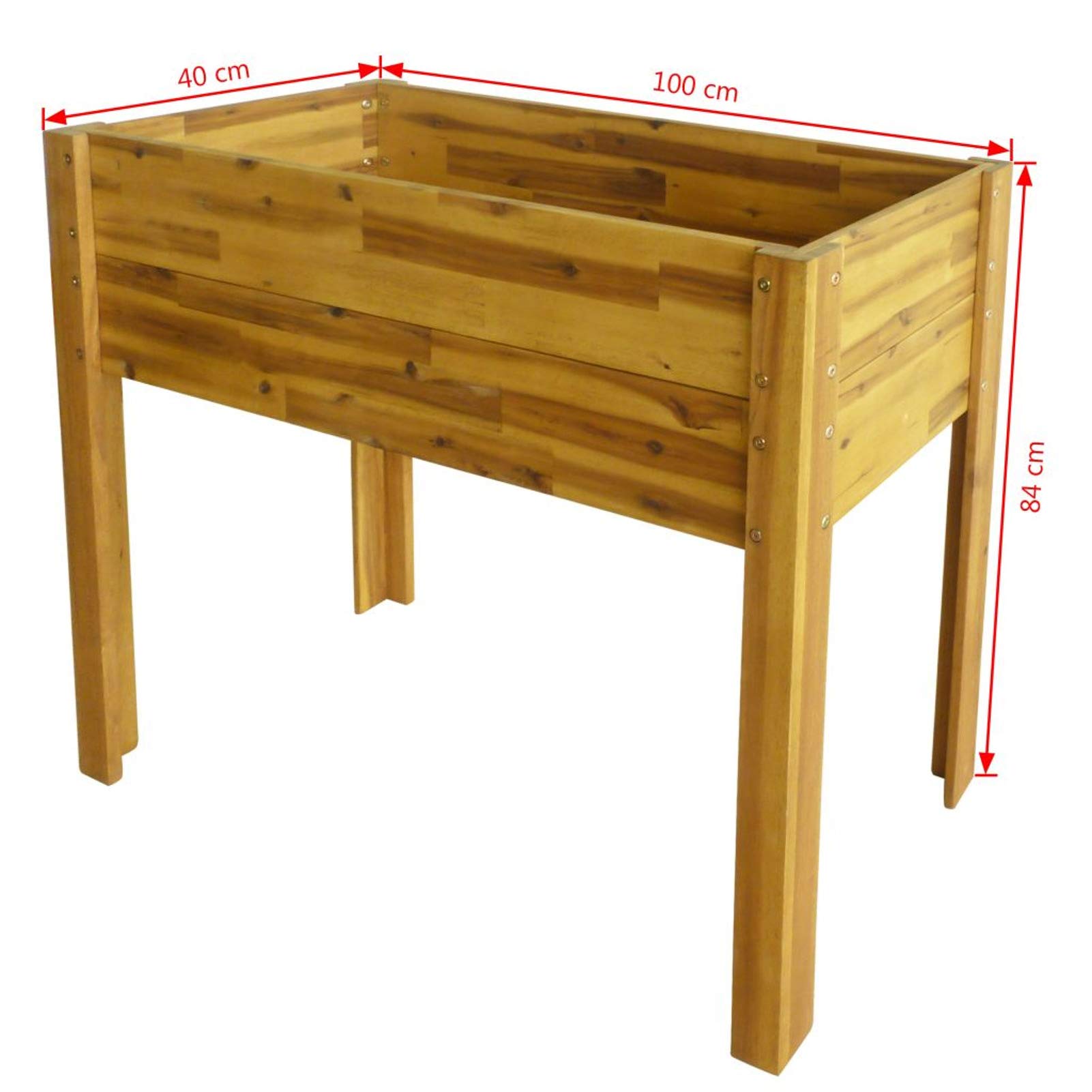 Homgoday Pflanzgefäß für den Garten, Hochbett für den Garten, aus massivem Akazienholz, Pflanzgefäß für den Garten, Pflanzgefäß für den Außenbereich, Blumenkasten für den Balkon