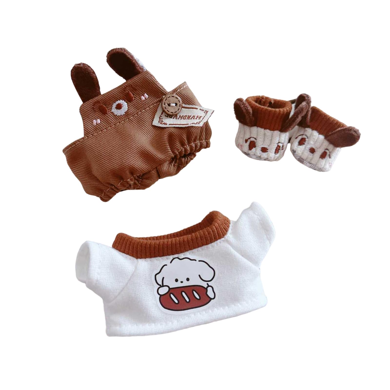 CALEMBOU Plush Doll Clothes ,Cute Stuffed Animal Clothes for Labubu, 6 Inches Puppy Suit 3-Piece Set Soft Stuffed Plush Toy Dress Up Accessories