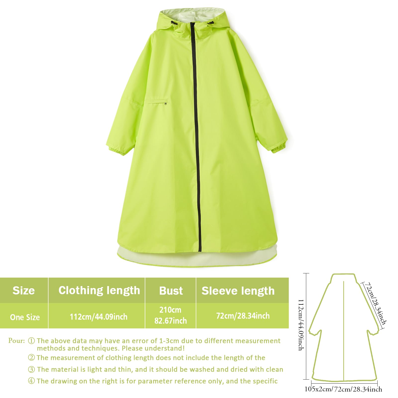Abrigos de lluvia Impermeables Largos Para Mujer Poncho de lluvia Ligero Empaquetable al aire Libre Ropa de lluvia con Capucha Rompevientos con Mangas y Bolsillo
