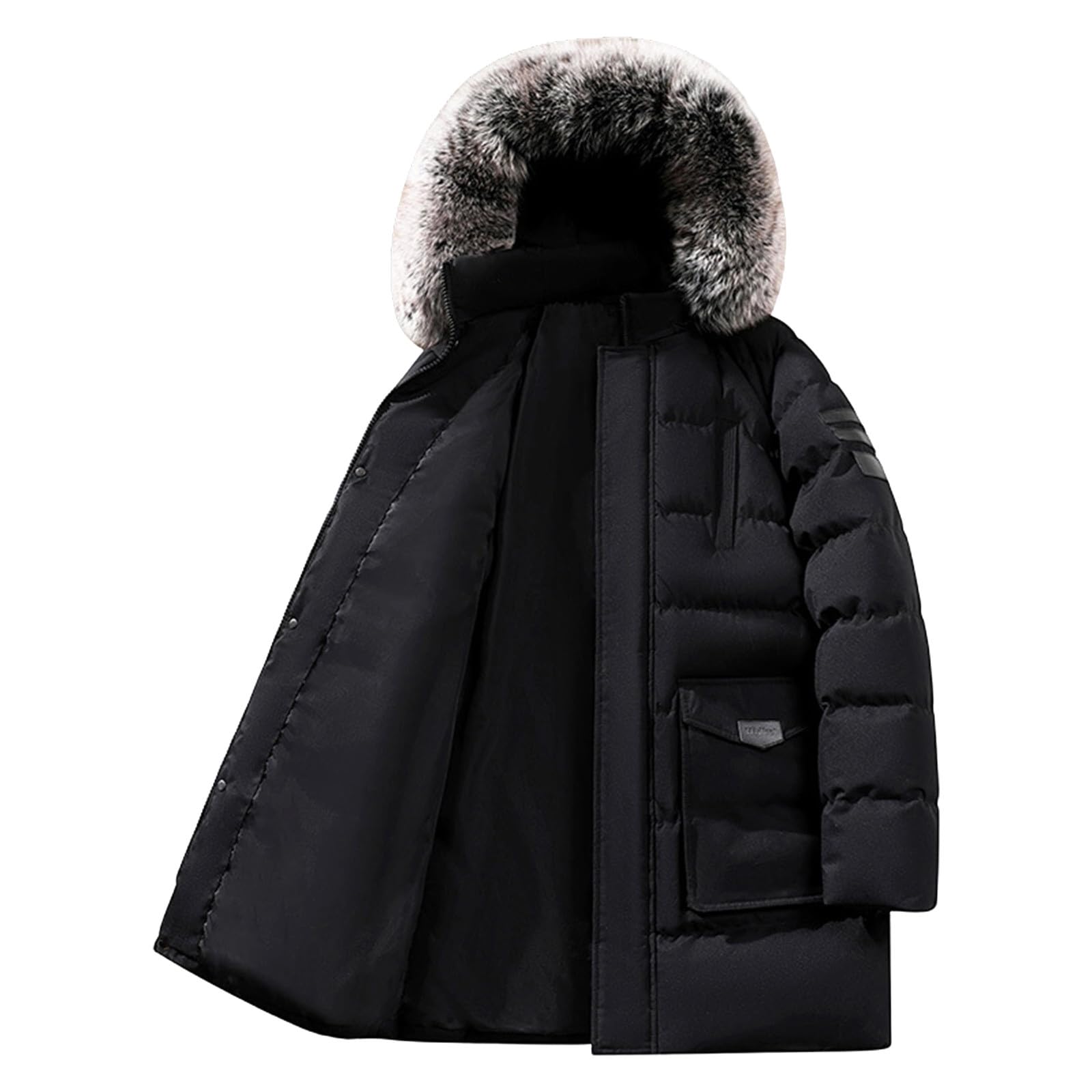 Mens Parka Winter Coats Windproof Long Sleeve Hooded Jackets Puffer Full Zipper Down Hoodie 2025 Winter Outwear