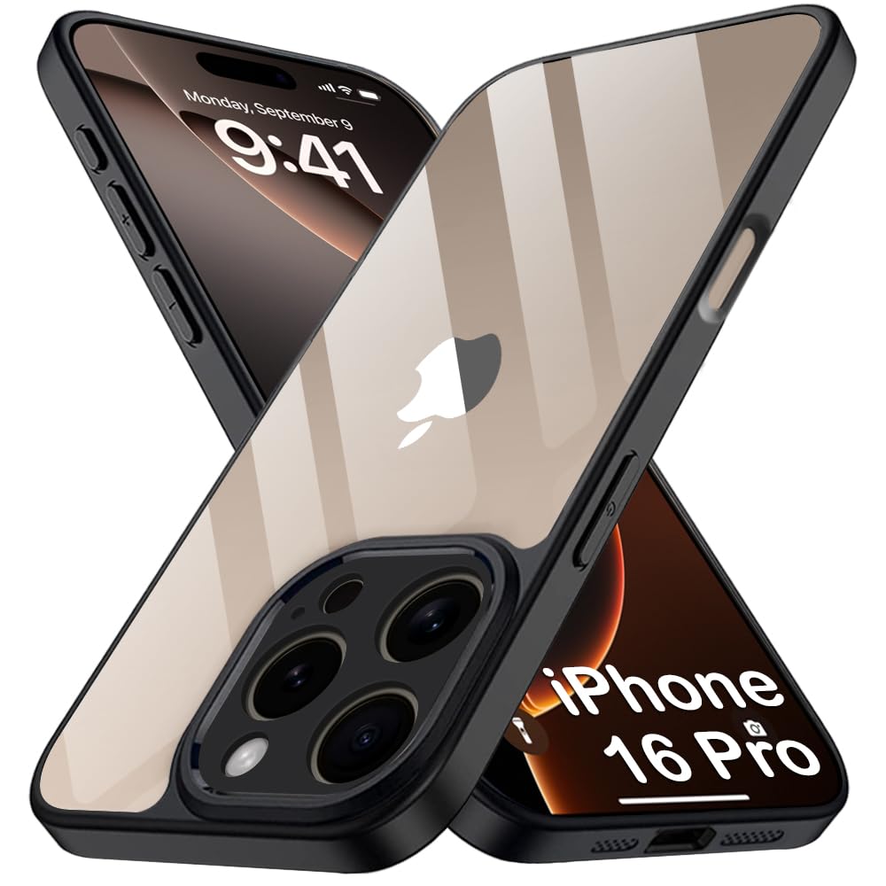 TheGiftKart Ultra-Hybrid Crystal Clear Back Cover Case for iPhone 16 Pro | Slim Fit Shockproof Design | Camera Protection Bump | Transparent Back Cover Case for iPhone 16 Pro (Black Bumper) (B0DFHC15X9) Amazon Price History, Amazon Price Tracker