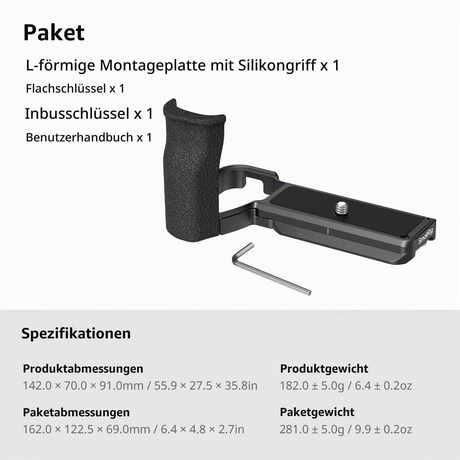 SMALLRIG A6700 Handgriff, L-förmiger Griff für die Sony Alpha 6700 Kamera, integrierte Schnellwechselplatte für Arca-Swiss, verfügt über einen Gurtschlitz zum Anbringen von Handgelenksschlaufen -5061