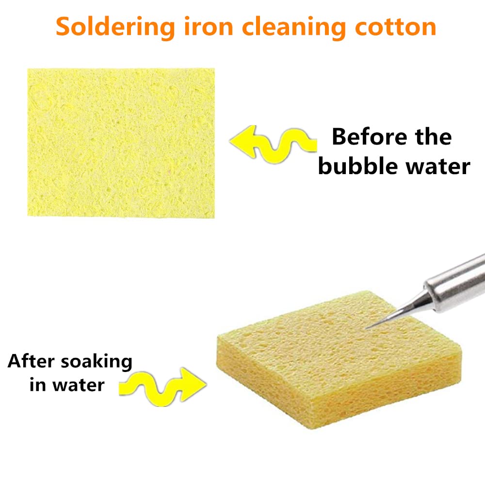 Kqcibz 100Pcs Soldering Iron Solder Tip Welding Cleaning Sponge Soldering Iron Sponge Pad Replacement Sponges Cleaning Pads, Yellow On Philippines
