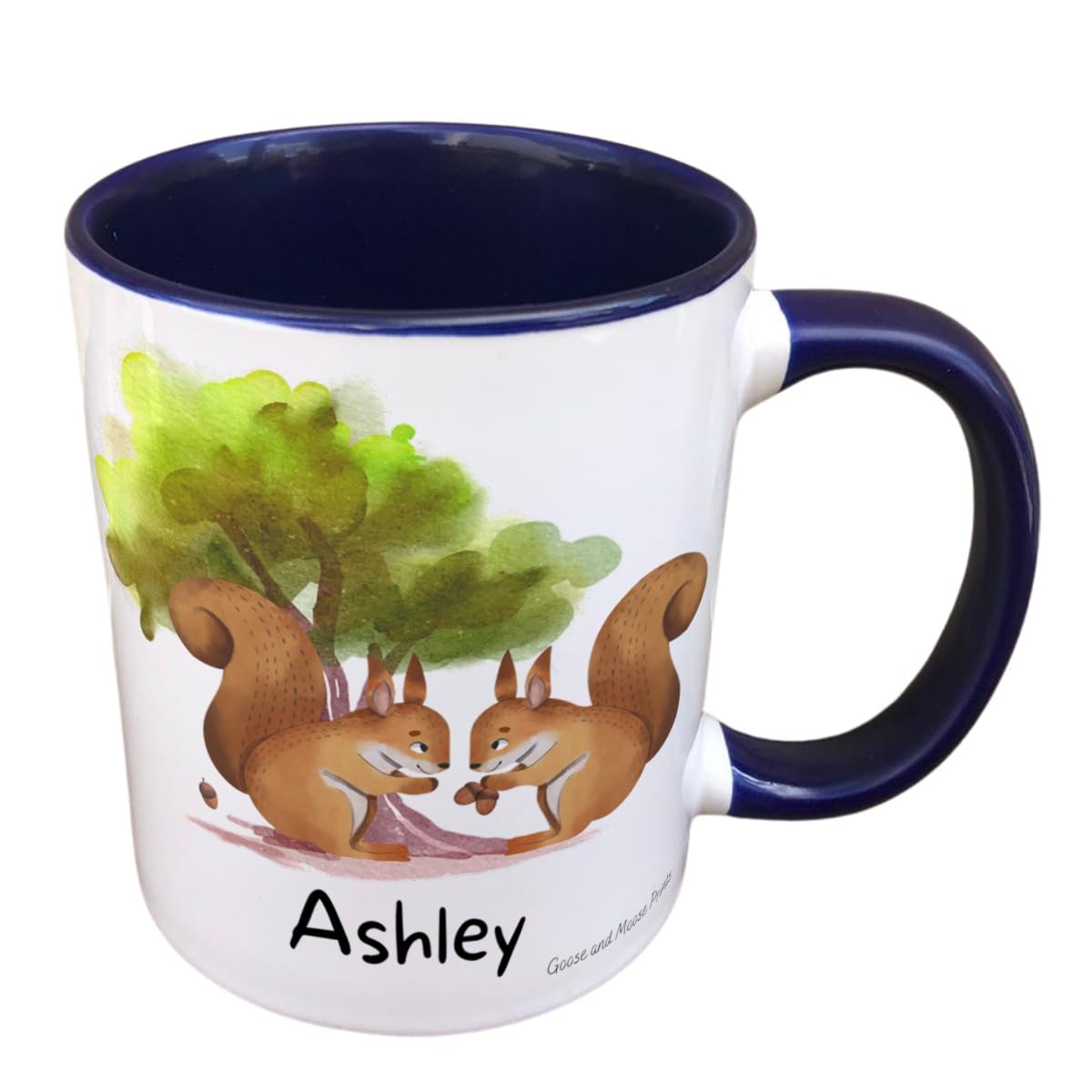 Personalised Squirrel Mug Gift - Present for Wildlife Lovers - Wild Animal Gifts - Personalised Woodland Animal Mug - Country Style Mug (Pink)