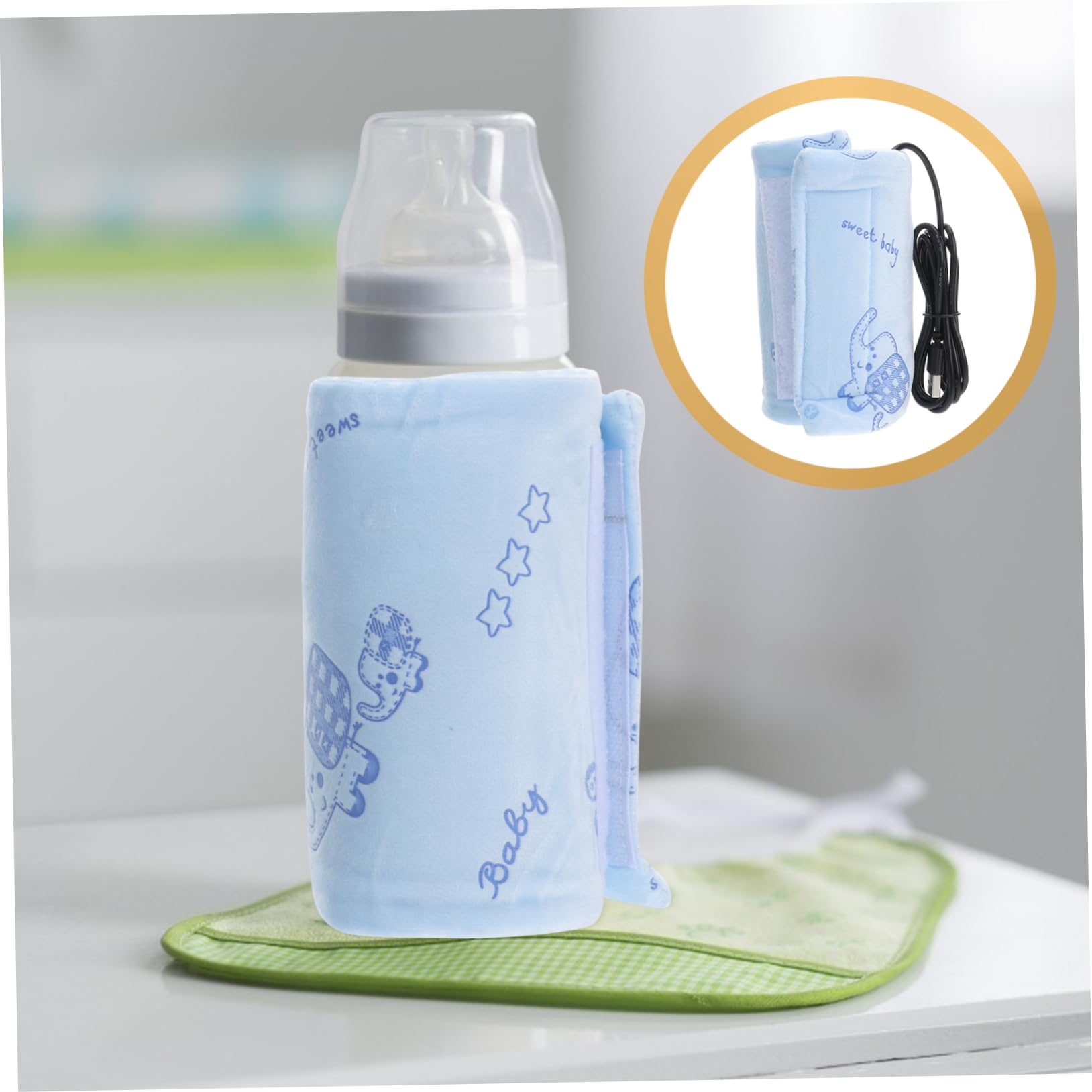 VICASKY 3piezas Calentador De Biberones USB Portátil Funda Aislante Termostato para Leche Cubierta De Almacenamiento Práctica y Fácil De Limpiar Azul
