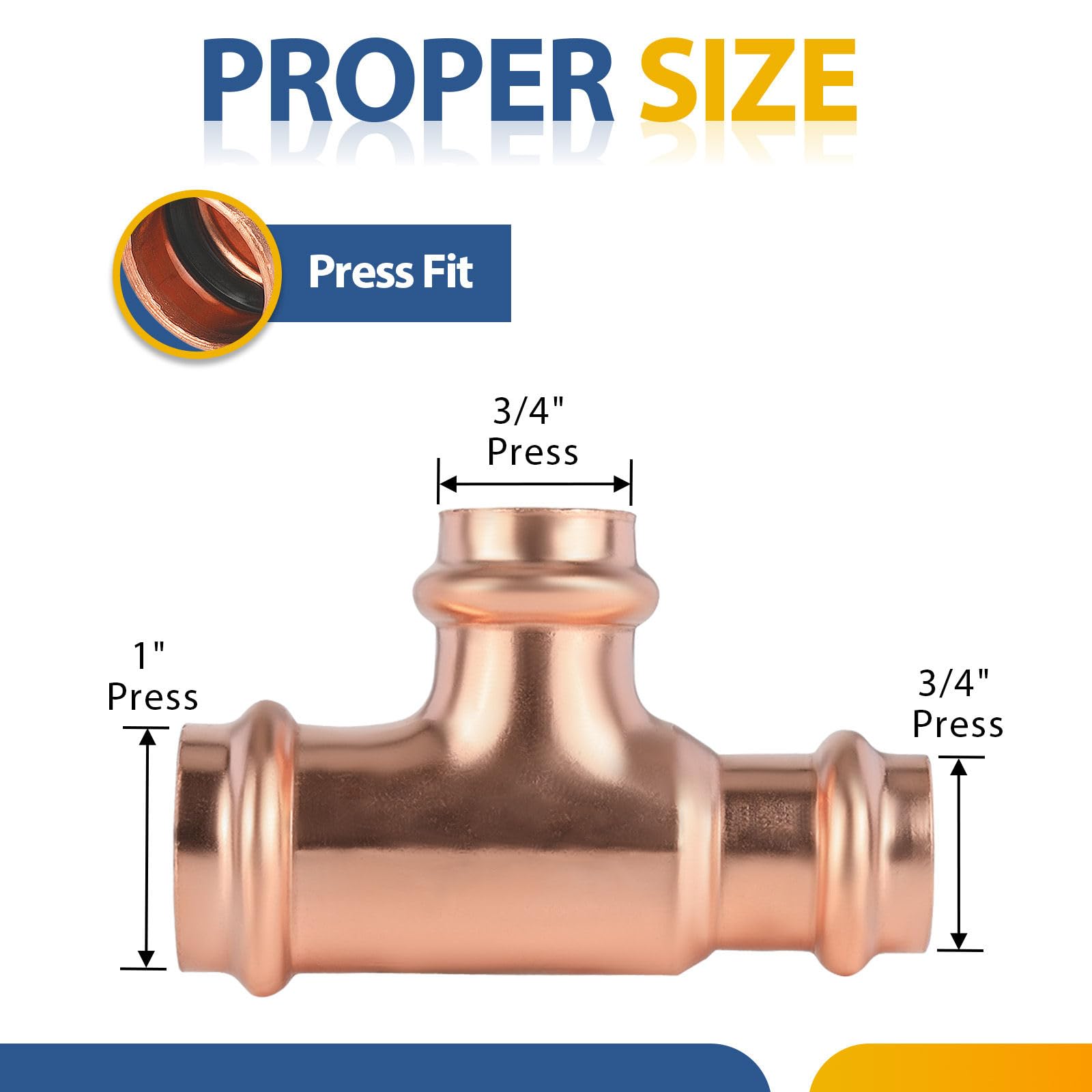 Paquete de 30 Conectores en T reductores de Cobre GUOFIS, 1" P x 3/4" P x 3/4", Conector en T Reductor de presión para plomería, derivación de transición de tamaño de tubería de Tres vías