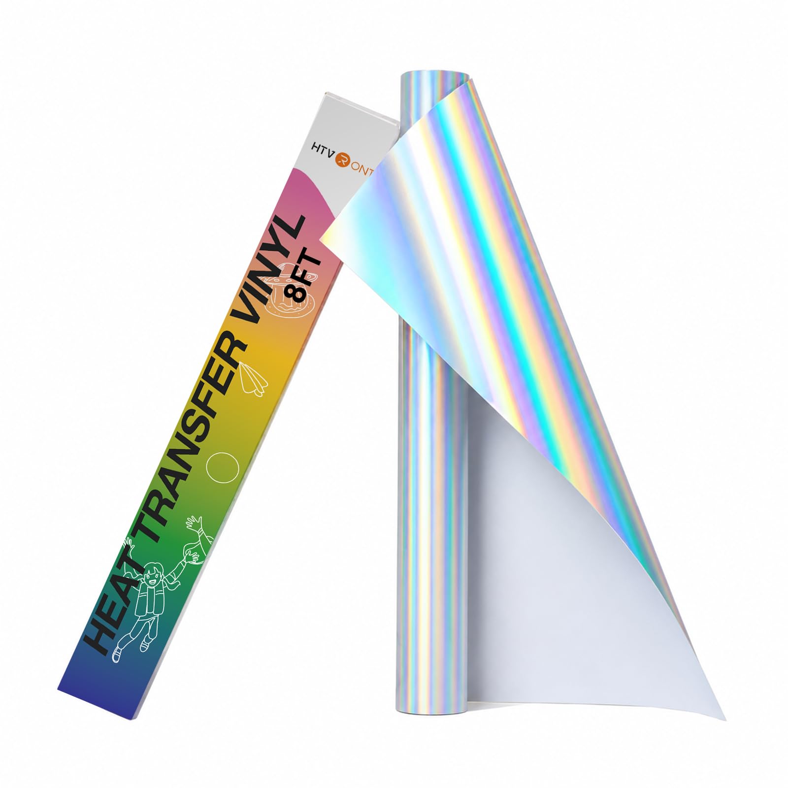 HTVRONT Metallic Holographic Silver Iron on Vinyl, 12in x 8ft HTV Vinyl
