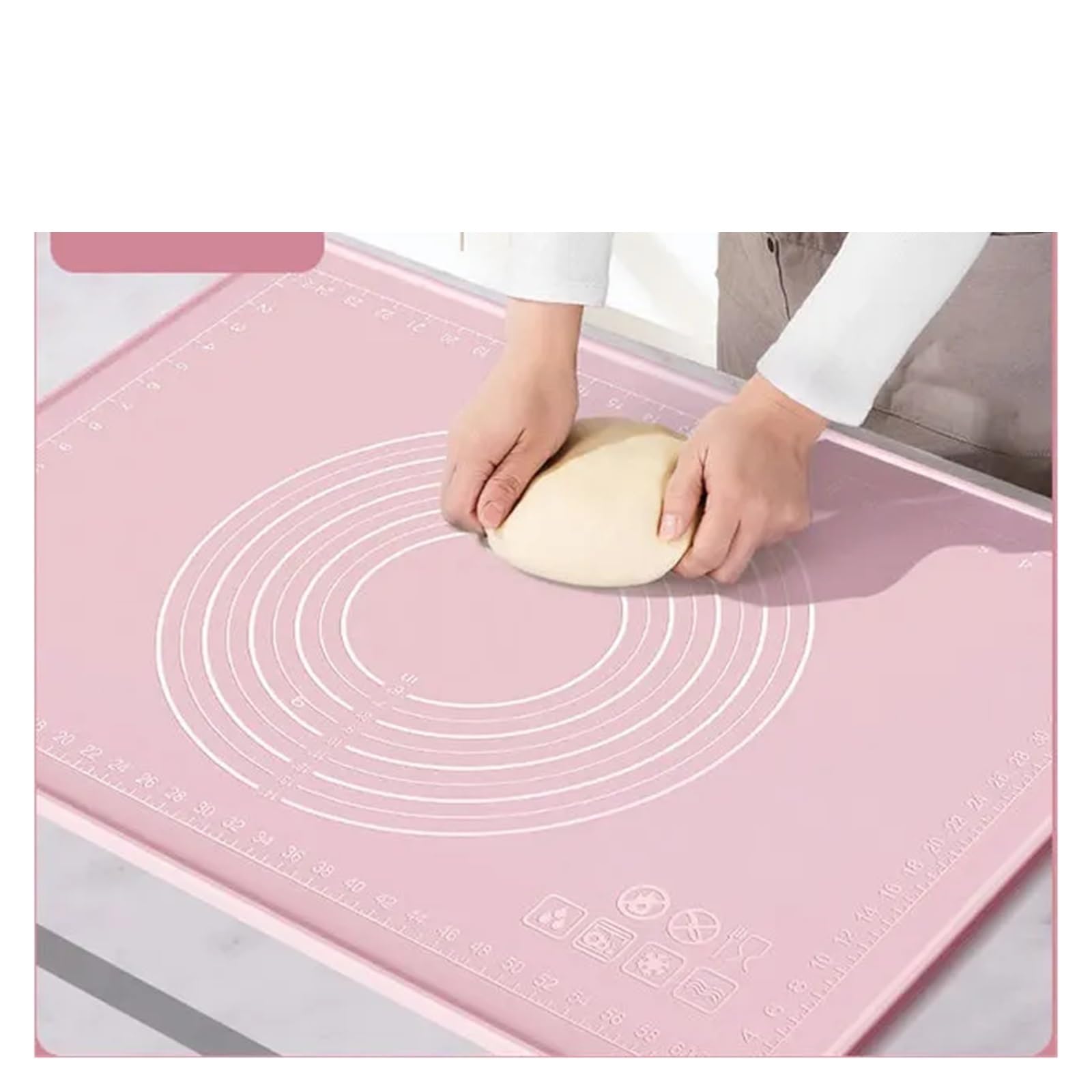 Antihafte Rutschfeste Backunterlage Silikonmatte, dick, antihaftbeschichtet, for Gebäck, Backmatte, Teigausrollpad, Teigknetbrett, Backgeschirr, Utensilien for die Küche ( Color : Pink , Size : M )