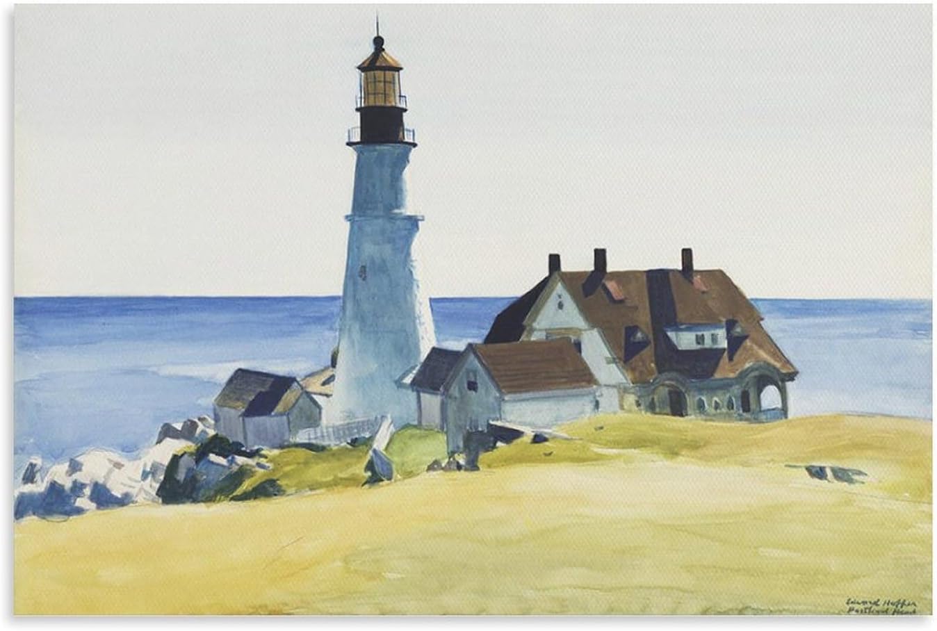Matvsd Kohecs Edward Hopper Prints Landscape Wall Art Edward Hopper《Lighthouse And Buildings》Poster Retro Canvas Painting for Home Wall Decor 30x45cm No Frame