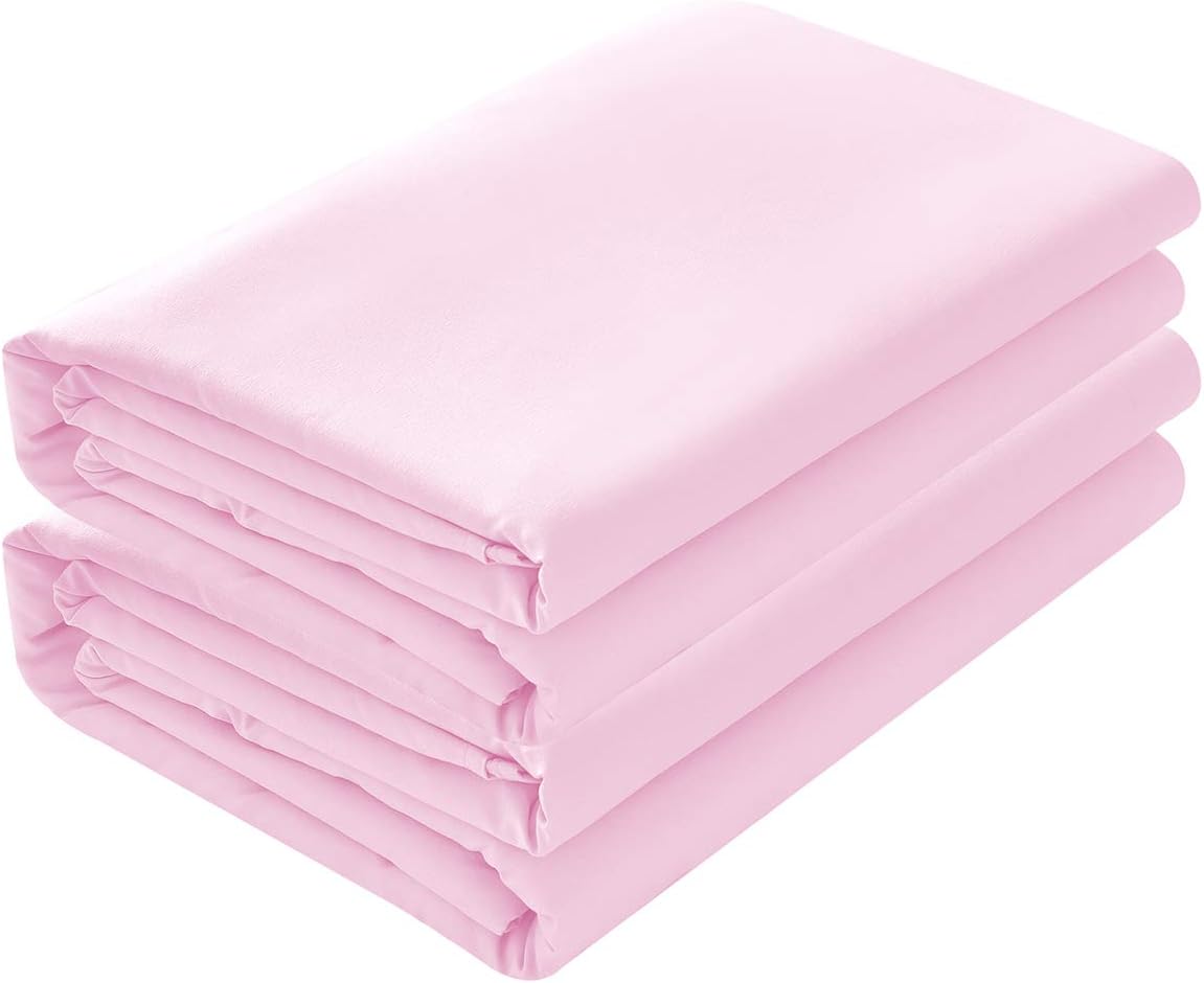 Basic Choice 2-Pack Flat Sheets, Breathable Series Bed Top Sheet, Wrinkle, Fade Resistant, Standard 100 by Oeko-Tex - Queen, Baby Pink Queen (Flat Sheets Only) Baby Pink