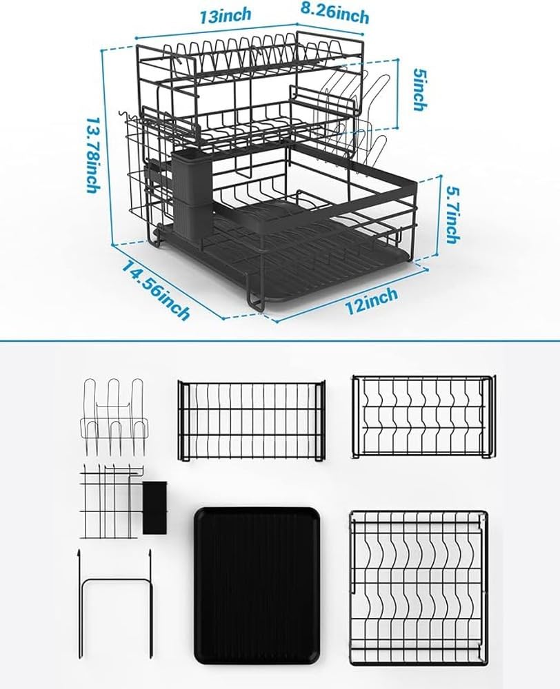 Escurridor de Platos Extragrande de 2 Niveles, Herramienta de