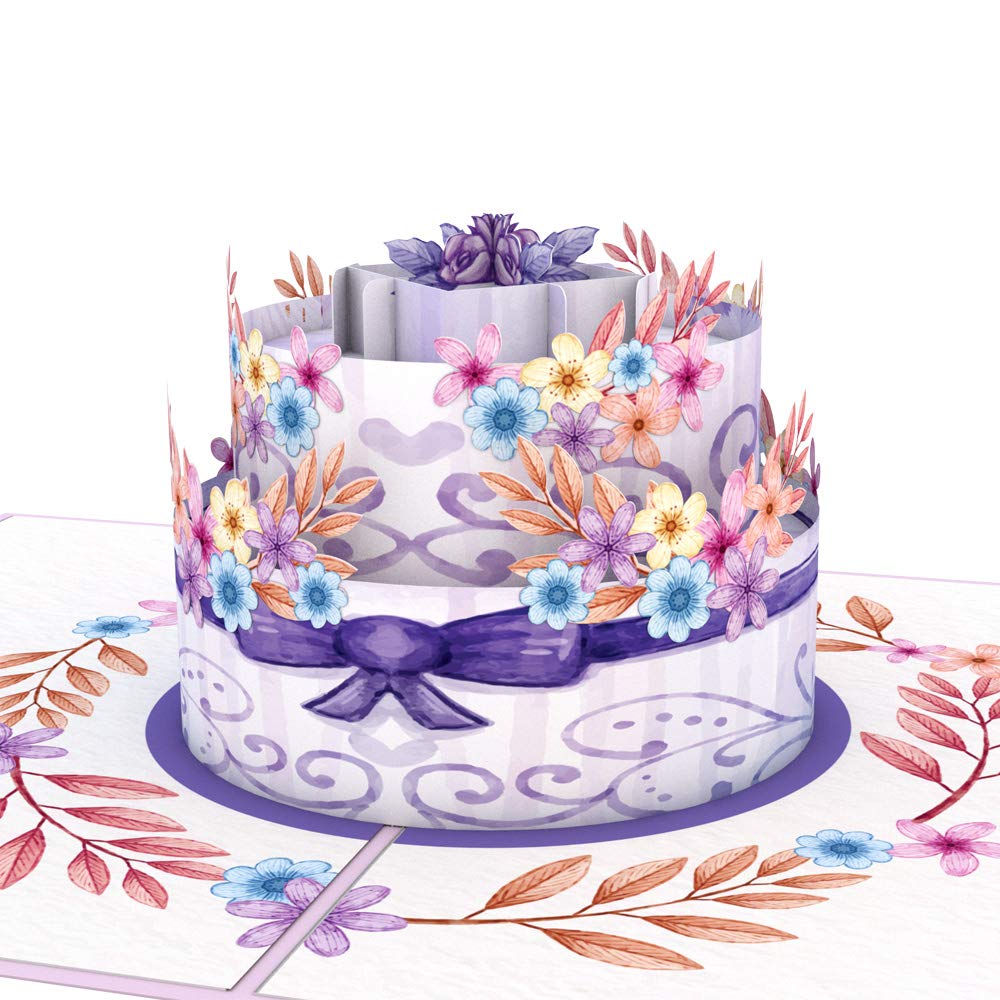 GrayStag Premium Surprise 3D Pop Up Happy Birthday Card, Popup Birthday Cake Card, Extra Large Floral Wonder Cake Greeting Card