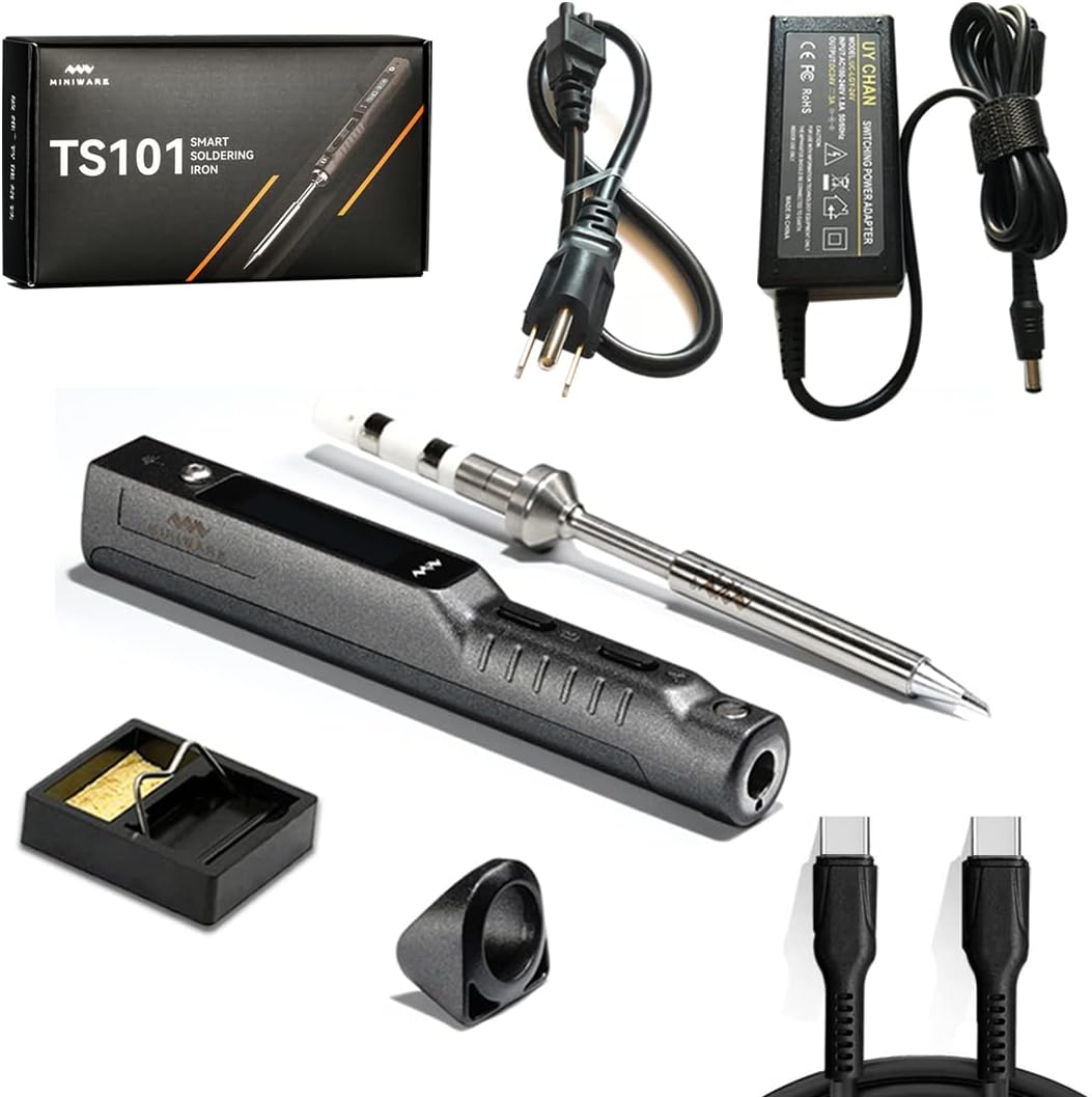 Original TS101 Soldering Pen Upgraded from TS100 DC 65W PD 45W Power Programmable Smart Mini Electric Portable Soldering Iron Station Kit with BC2 Solder Tip USB Type C Cable