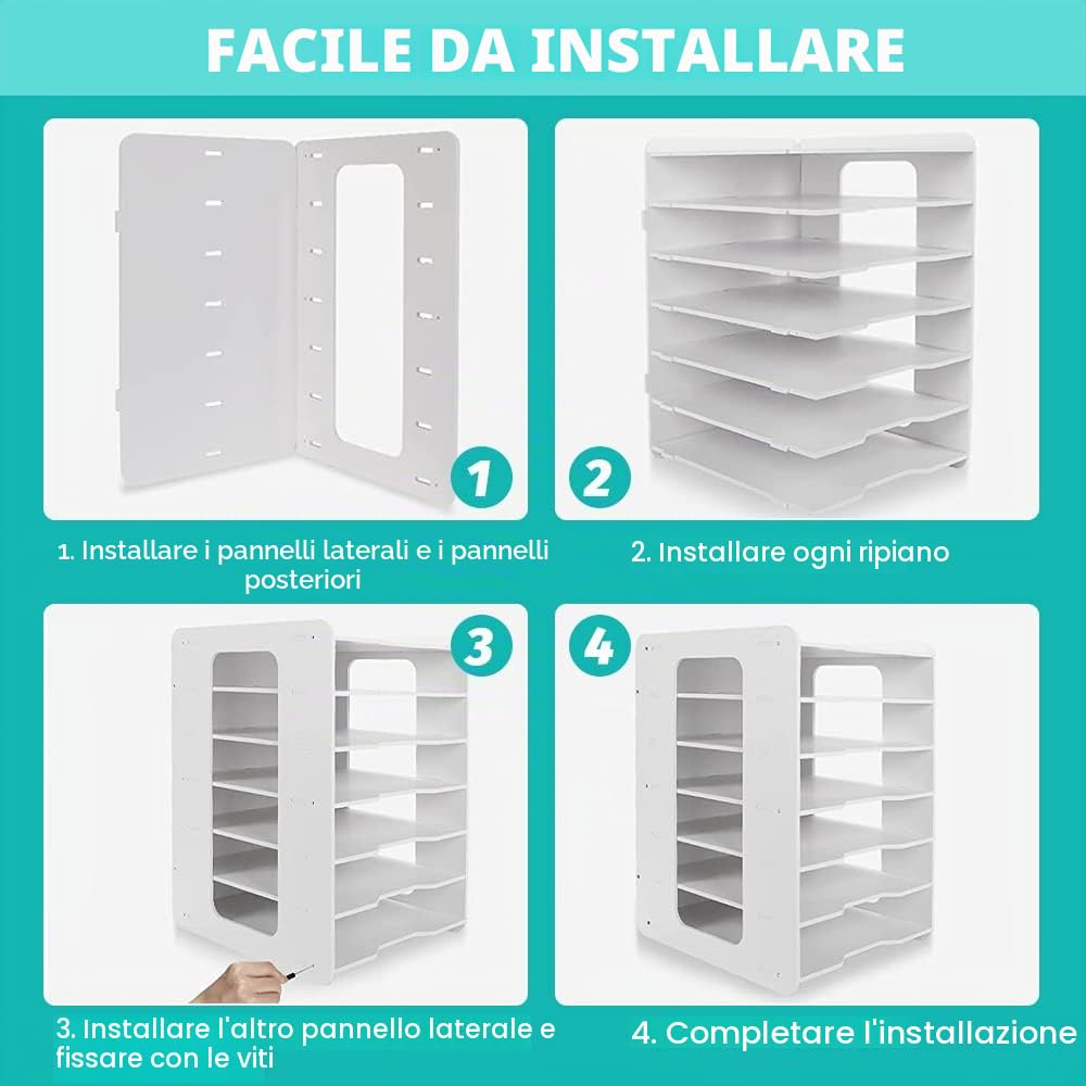 THATSRAD Organizzatore da Ufficio per Scrivania Organizzatore di Carta a 7 Livelli Organizer per Scrivania A4 Porta Documenti da Scrivania Vassoio Portadocumenti per Ufficio per Ufficio Scuola e Casa
