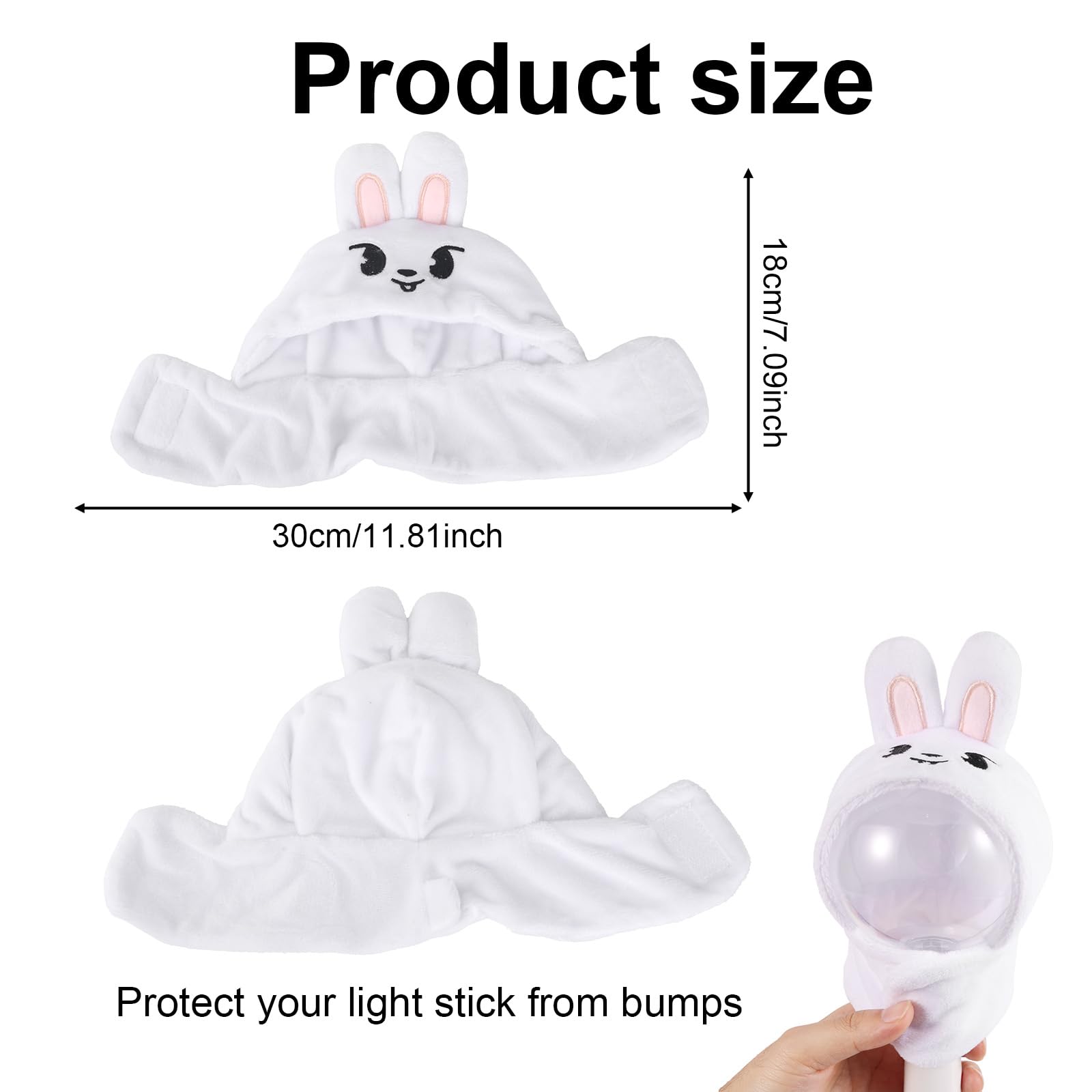 TOYMIS Lightstick Cover for SK Cartoon Character Lightstick Holder Soft Plush Cloth Support Display Holder Compatible with SK Light Stick Ver1.0/2.0 (White Rabbit) - Image 2
