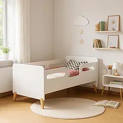 Mini Cama Infantil Cecília Design Moderno e Seguro. (Branco)