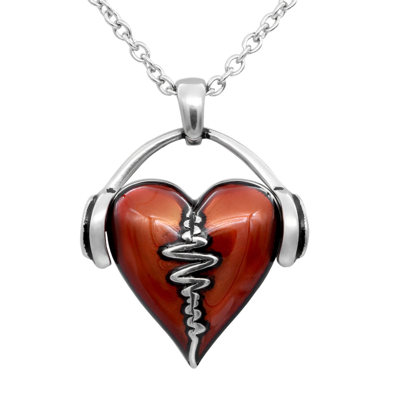 Controse HeartBeat Heart Necklace with Pendant (17" - 19" Adjustable Stainless Steel Chain)