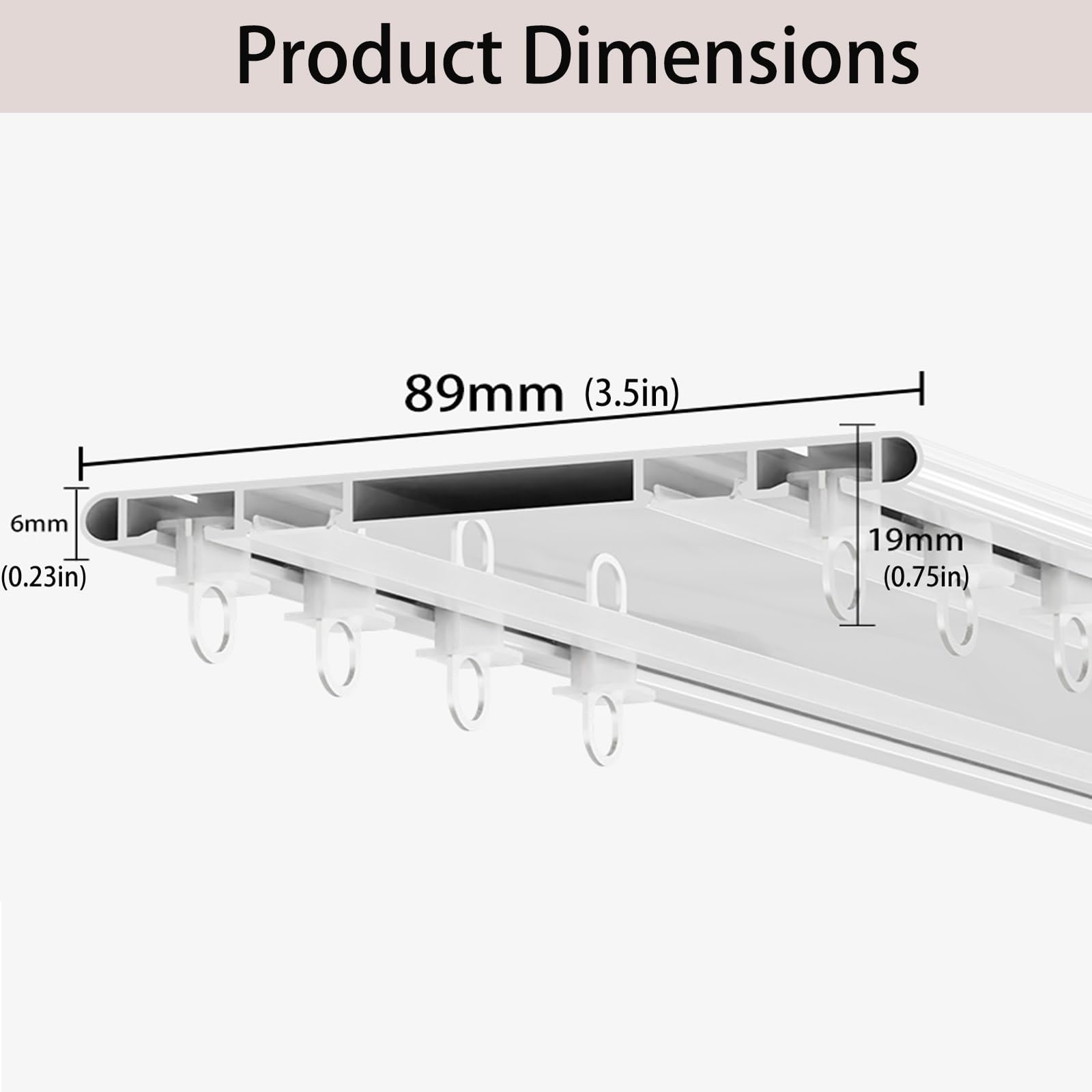 Riel De Cortina Doble Techo 2 3 4 5 6metros Riel De Cortina Oculto Riel De Cortina De Techo Silencioso De Aluminio Kit De Riel De Cortina Deslizante Con Rodillos Para Divisor(White,2m/6.6ft)
