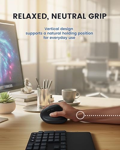 Miniatura 6 de Perixx PERIMICE-608II - Ratón vertical inalámbrico, 2.4 GHz, 6 botones, DPI ajustable 800120016002400, diseño para diestros, receptor USB, negro