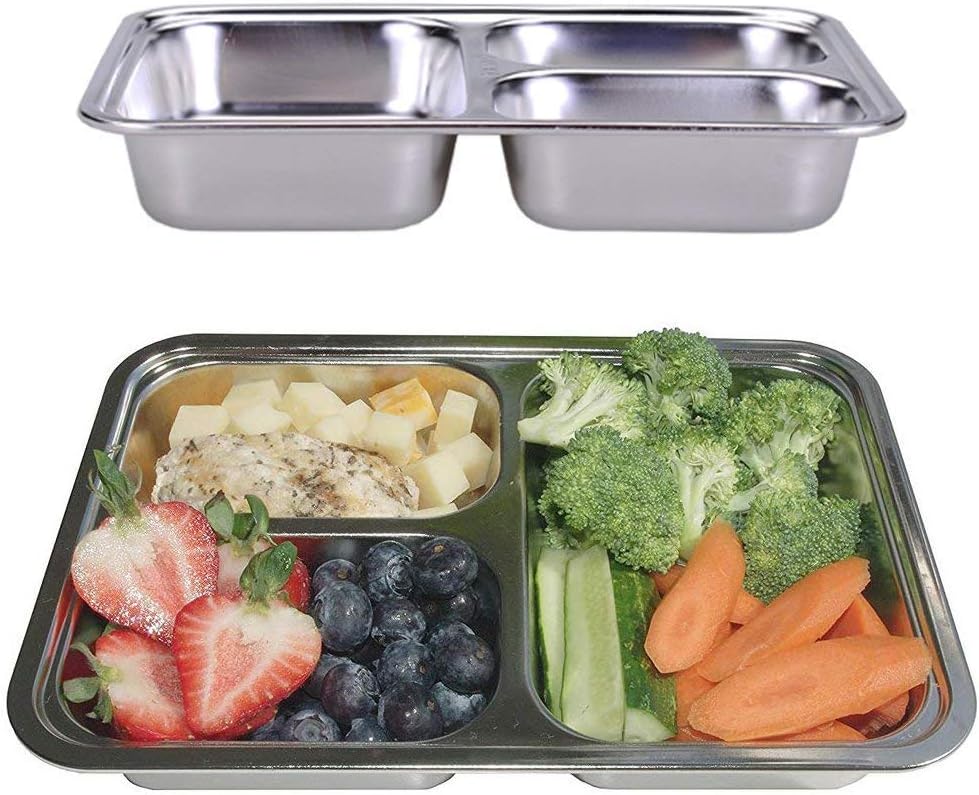 Stainless Steel Divided Dinner Tray Lunch Container 3 4 5 Section Food