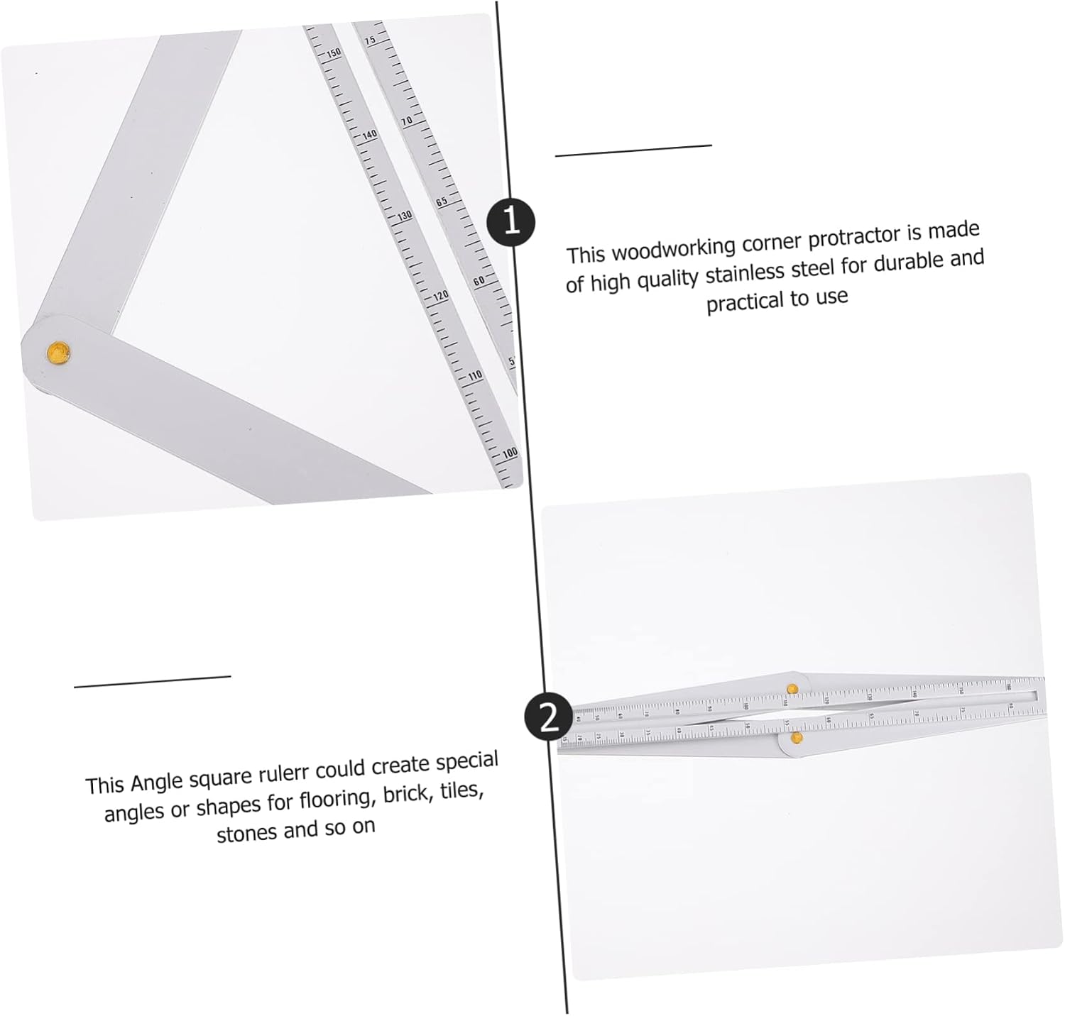 ORFOFE Stainless Steel Woodworking Corner Protractor Angle Tool Adjustable Measuring Ruler for Carpentry Framing and DIY Projects