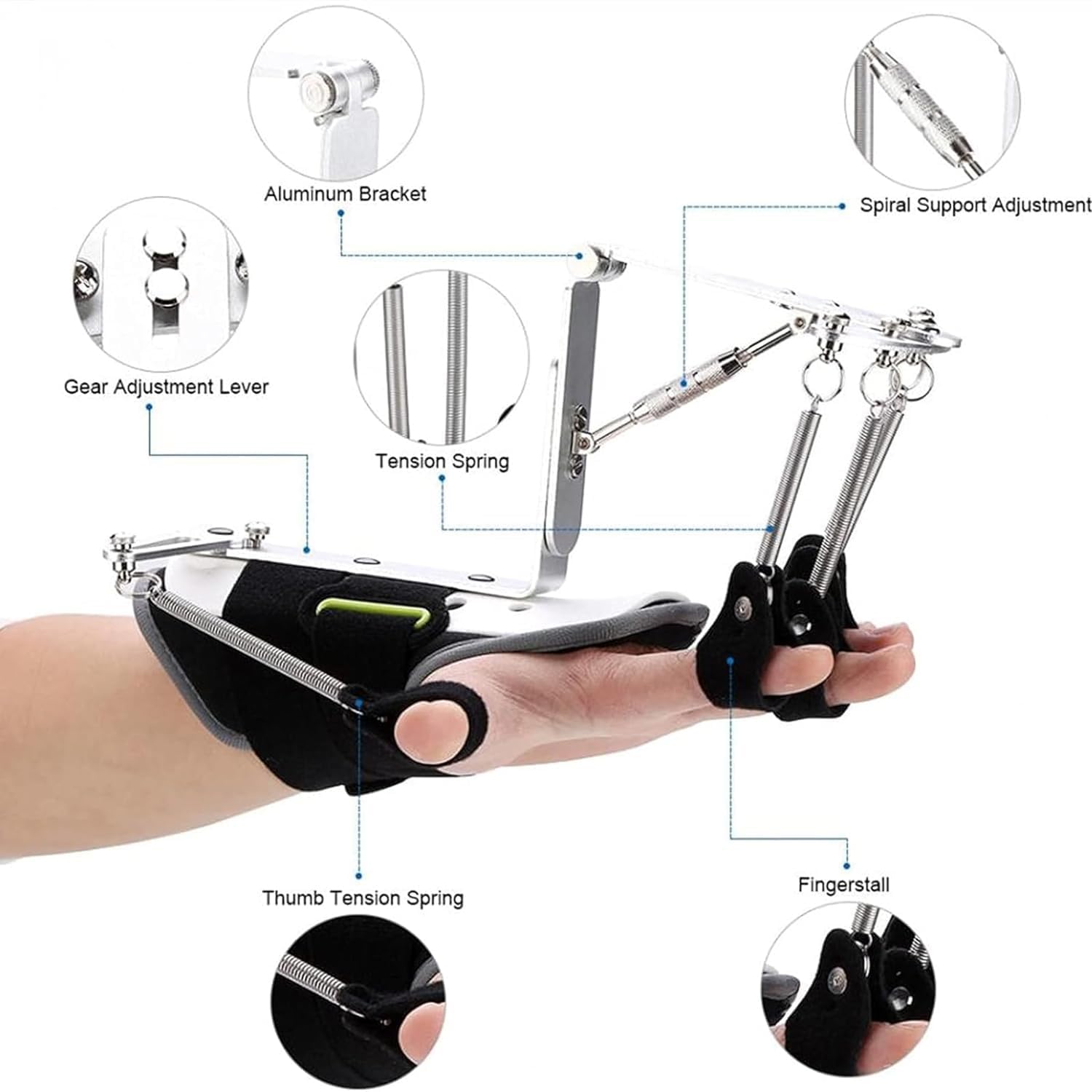 Ortesis de muñeca de Dedo Ajustable, ortesis de Dedo de Entrenamiento de rehabilitación de Mano Ajustable, Dedo de Entrenamiento de rehabilitación para Pacientes con hemiplejia, Ejercicio de