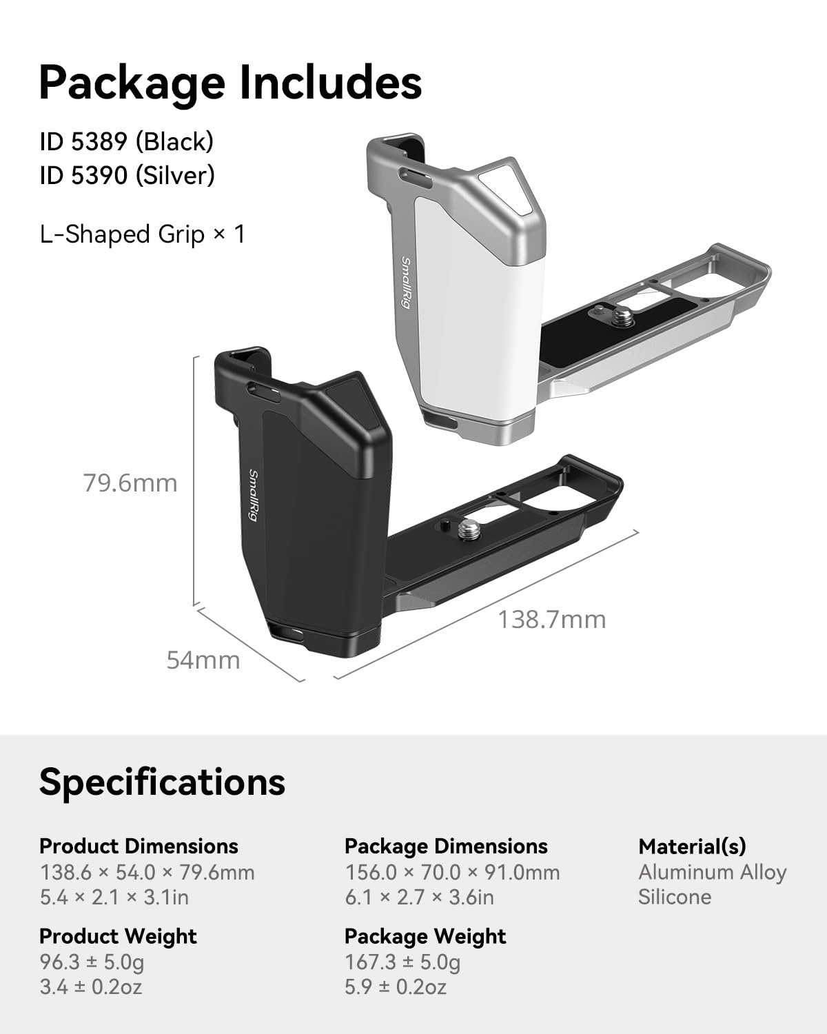 SMALLRIG Uchwyt w kształcie litery L do Sigma BF, płytka montażowa z uchwytem, wbudowana płytka szybkiego montażu do Arca, gwint 1/4''-20, ergonomiczny uchwyt ręczny i uchwyt na kciuk (czarny) - 5389