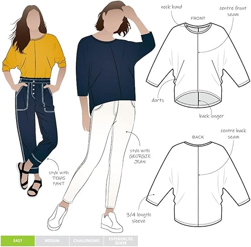 Style Arc Patrón de costura - Top de punto Rhea (tallas 10-22)